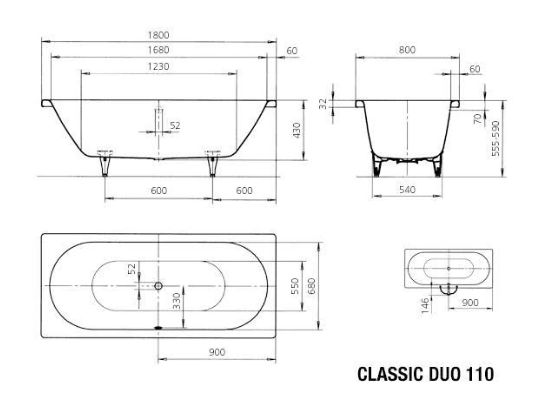 Kaldewei Badewanne Classic Duo 110, 1800x800x430 Kaldewei Badewanne Classic Duo 110, 1800x800x430