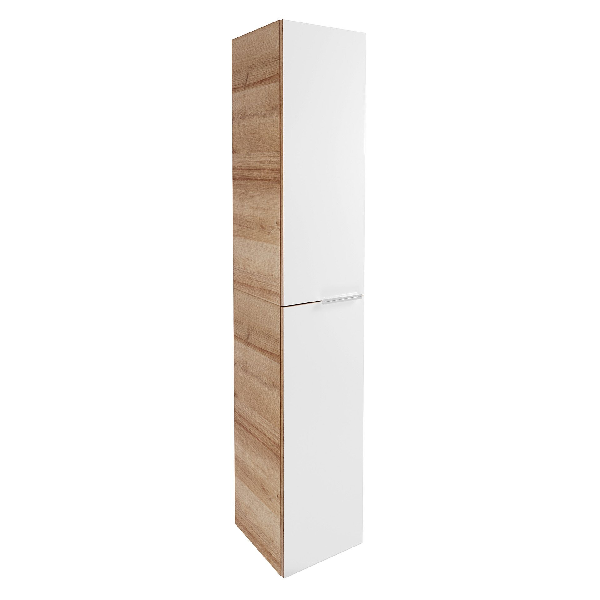 Fackelmann B.BRILLANT Hochschrank, 30 cm breit, Weiß Glas/Braun hell Fackelmann B.BRILLANT Hochschrank, 30 cm breit, Weiß Glas/Braun hell