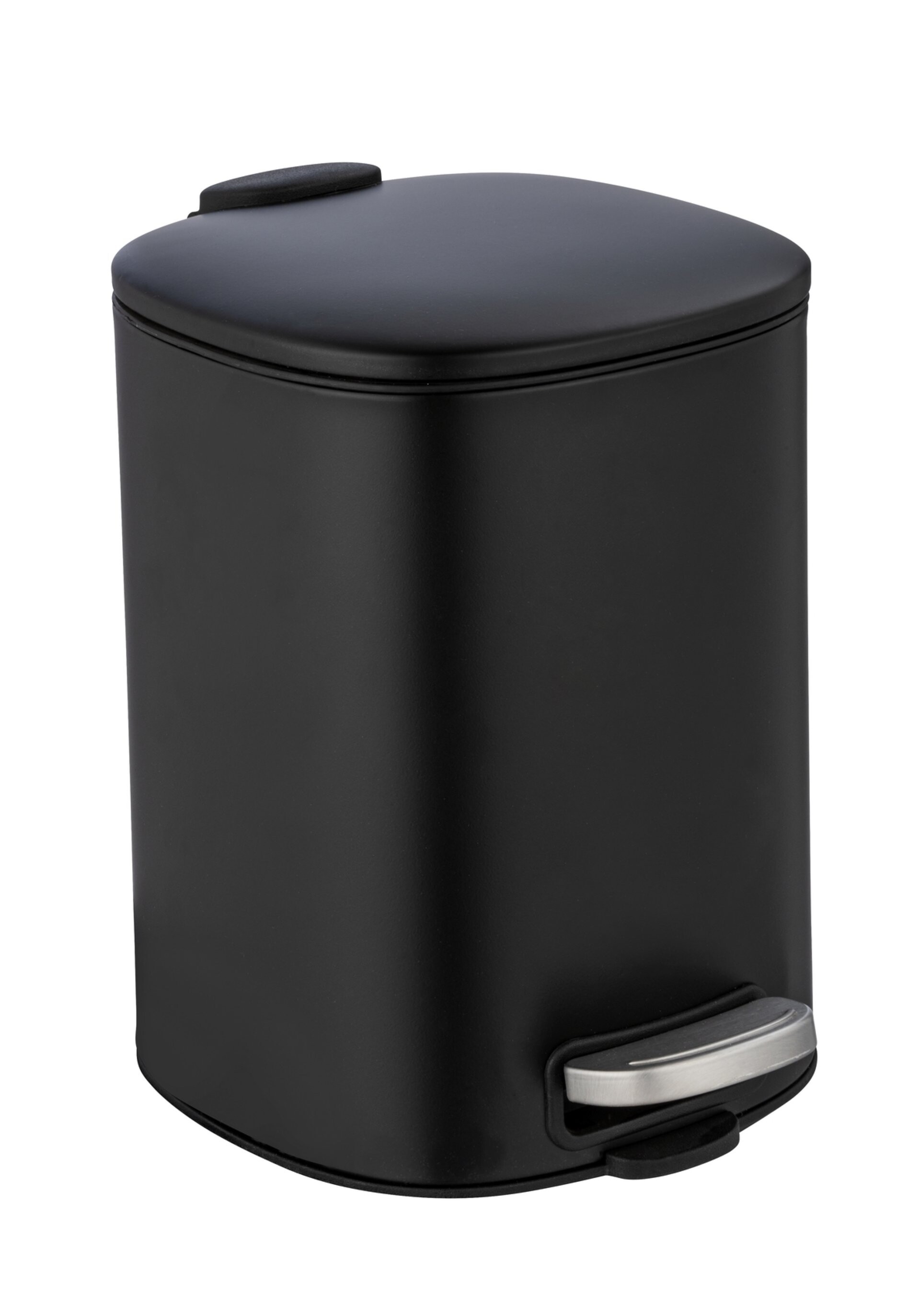 WENKO ALASSIO Kosmetikeimer 5 Liter, Schwarz, Edelstahl, mit Absenkautomatik