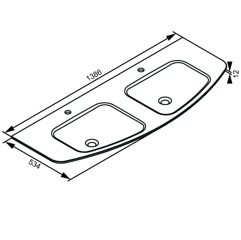 CLASSICO Doppel-Waschtisch Mineralguss grau-metallic, 139 cm