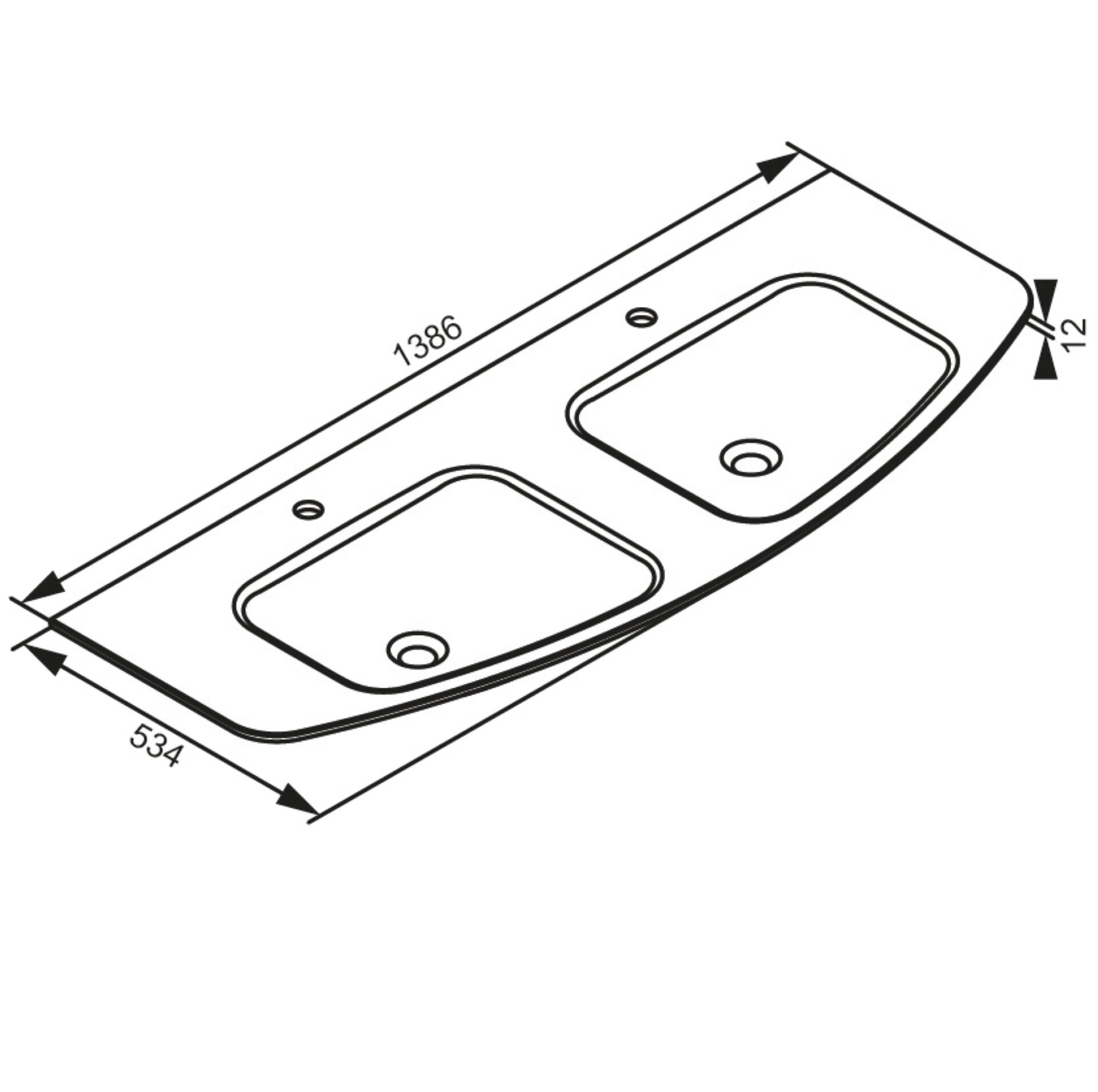 CLASSICO Doppel-Waschtisch Mineralguss grau-metallic, 139 cm