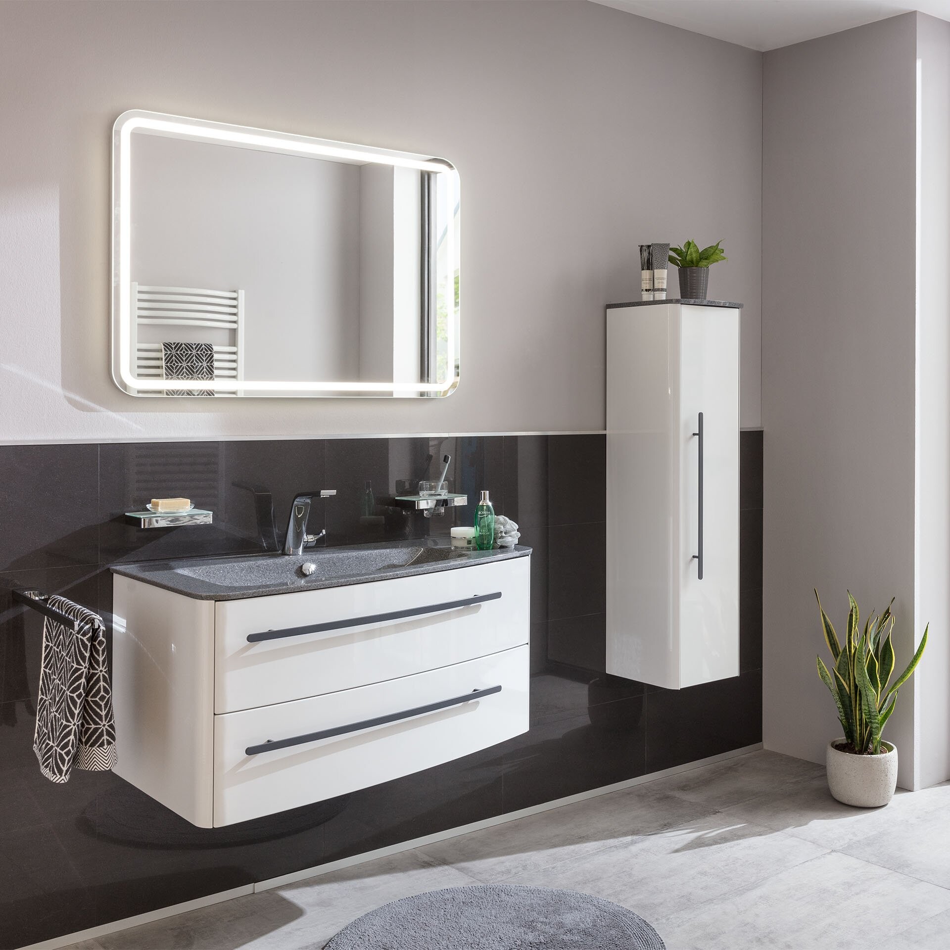 CLASSICO Waschbecken Mineralguss links grau-metallic CLASSICO Waschbecken Mineralguss links grau-metallic