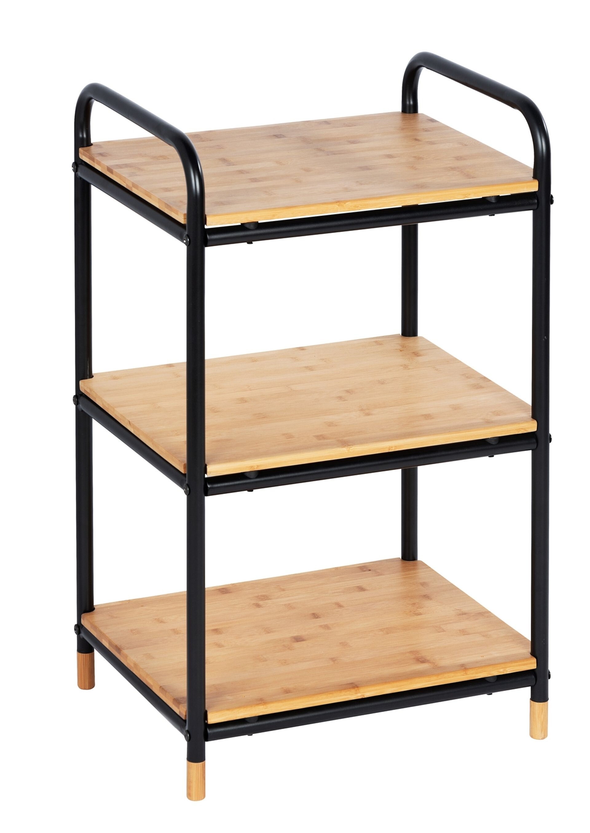 WENKO LOFT Badregal, Braun/Schwarz, mit 3 Etagen, Bambus