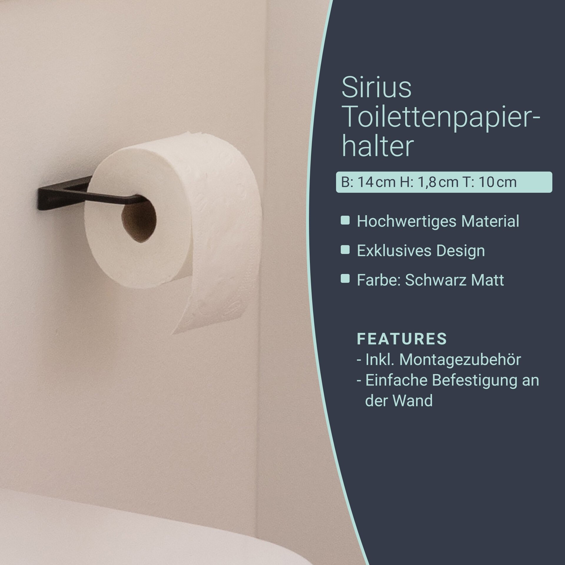 BadeDu SIRIUS Toilettenpapierhalter Schwarz BadeDu SIRIUS Toilettenpapierhalter Schwarz