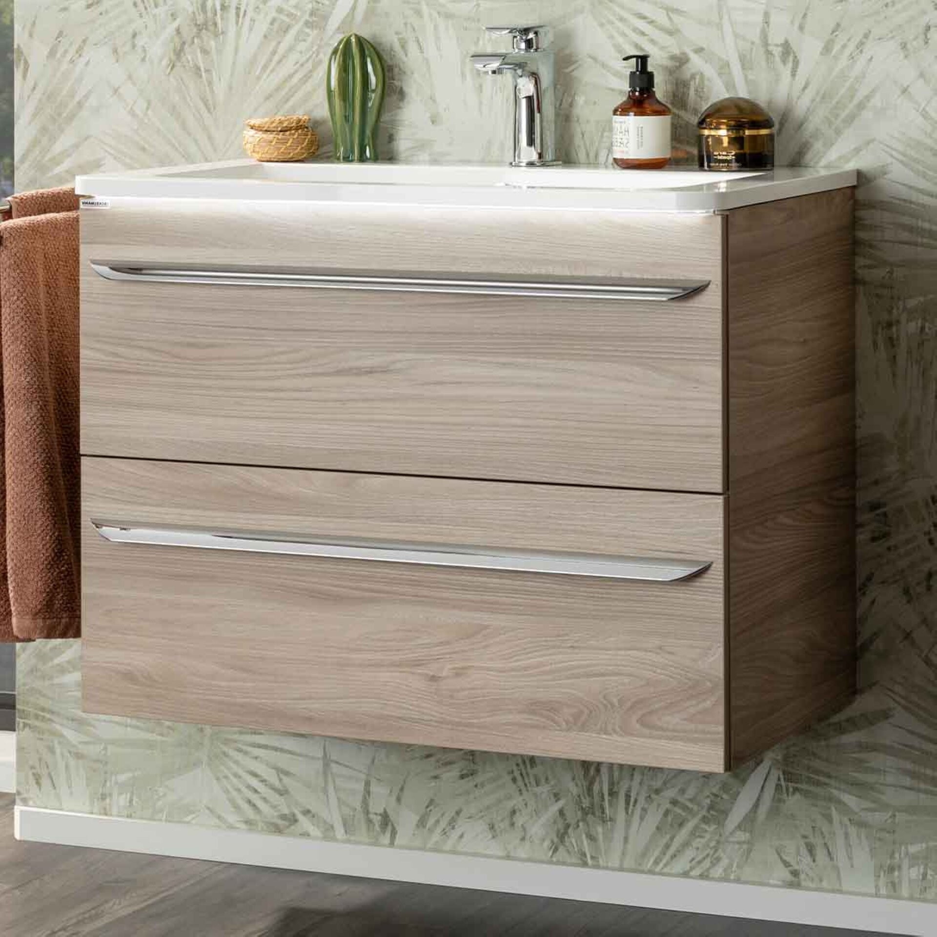 Fackelmann LUXOR Badmöbel Set 2-teilig 80 cm, Braun, Gussmarmor Fackelmann LUXOR Badmöbel Set 2-teilig 80 cm, Braun, Gussmarmor