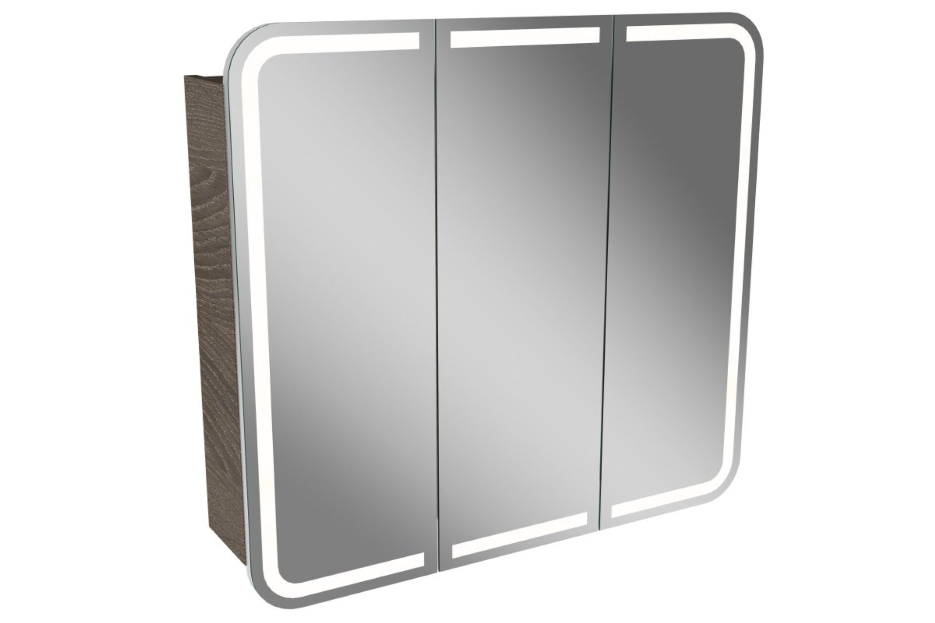 Lanzet M9 Spiegelschrank 80 cm mit umlaufender LED-Beleuchtung, Dunkelbraun