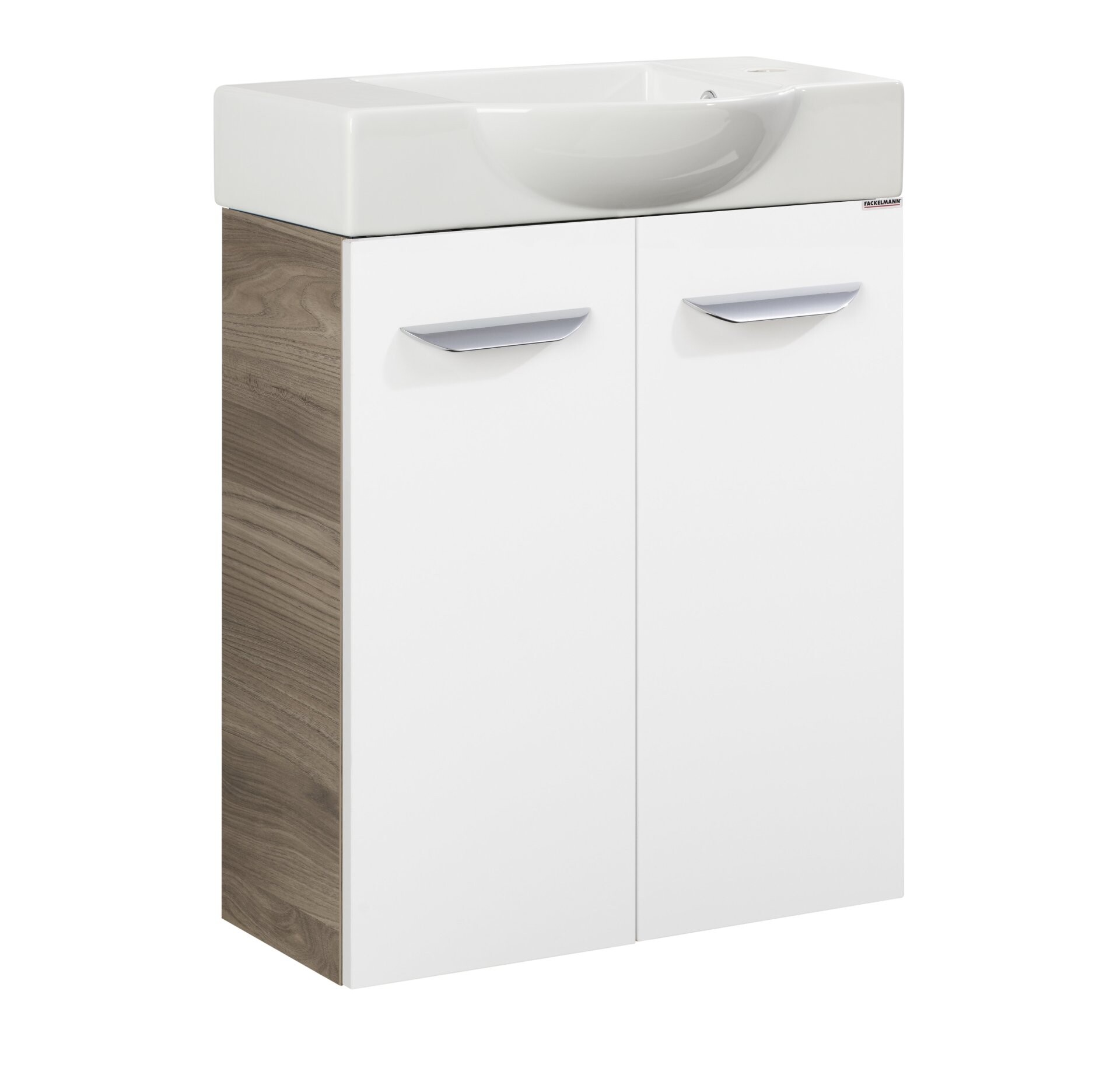 Fackelmann SBC LUXOR Gäste WC Set 2-teilig 55 cm, Braun hell/Weiß, 2 Türen, Keramik Hahnloch rechts Fackelmann SBC LUXOR Gäste WC Set 2-teilig 55 cm, Braun hell/Weiß, 2 Türen, Keramik Hahnloch rechts