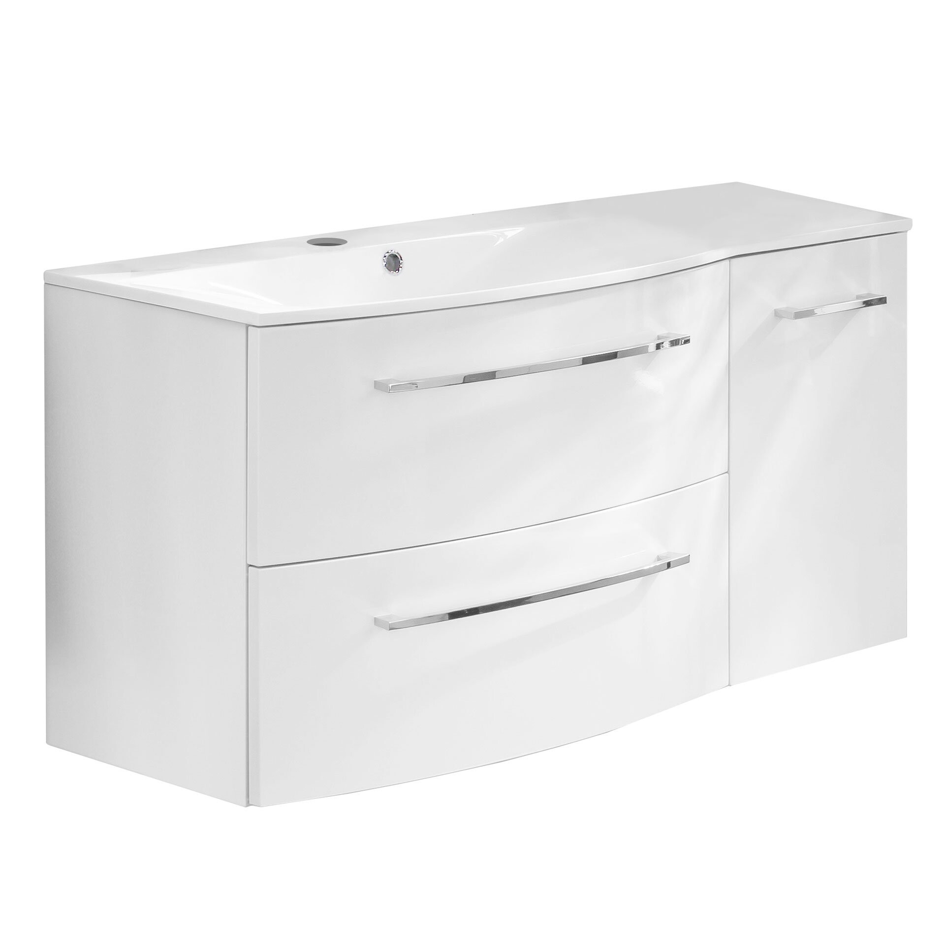 Fackelmann VERONA Badmöbel Set 3-teilig 115 cm breit, Weiß, Ablage rechts + Unterschrank Fackelmann VERONA Badmöbel Set 3-teilig 115 cm breit, Weiß, Ablage rechts + Unterschrank