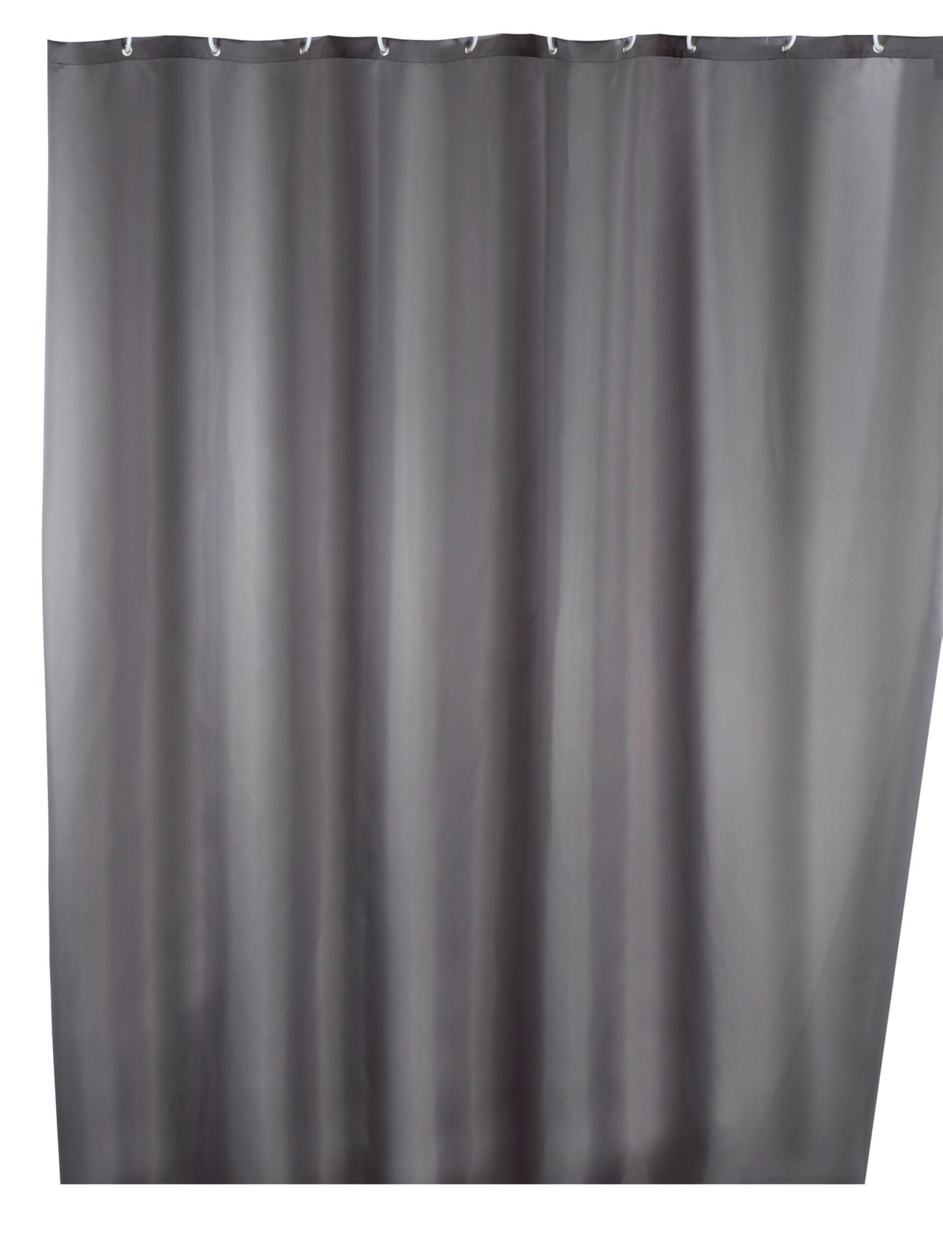 WENKO Anti-Schimmel Duschvorhang Uni Grey, 180 x 200 cm, waschbar
