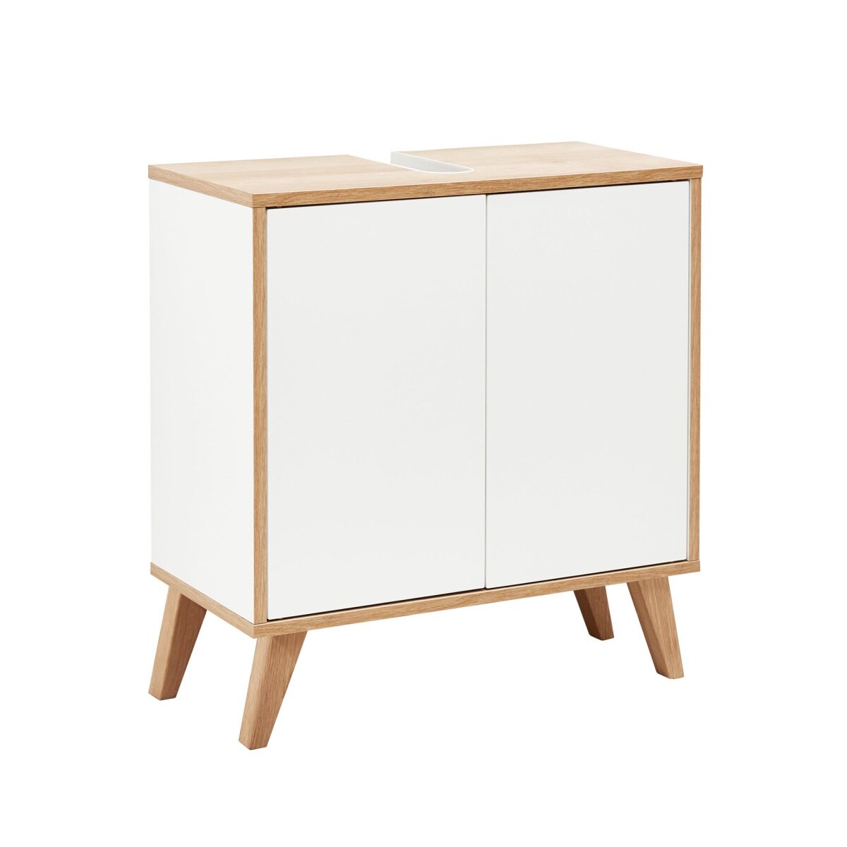 Fackelmann FINN Waschbeckenunterschrank 60 cm breit mit Füßen, Braun hell/Weiß Fackelmann FINN Waschbeckenunterschrank 60 cm breit mit Füßen, Braun hell/Weiß