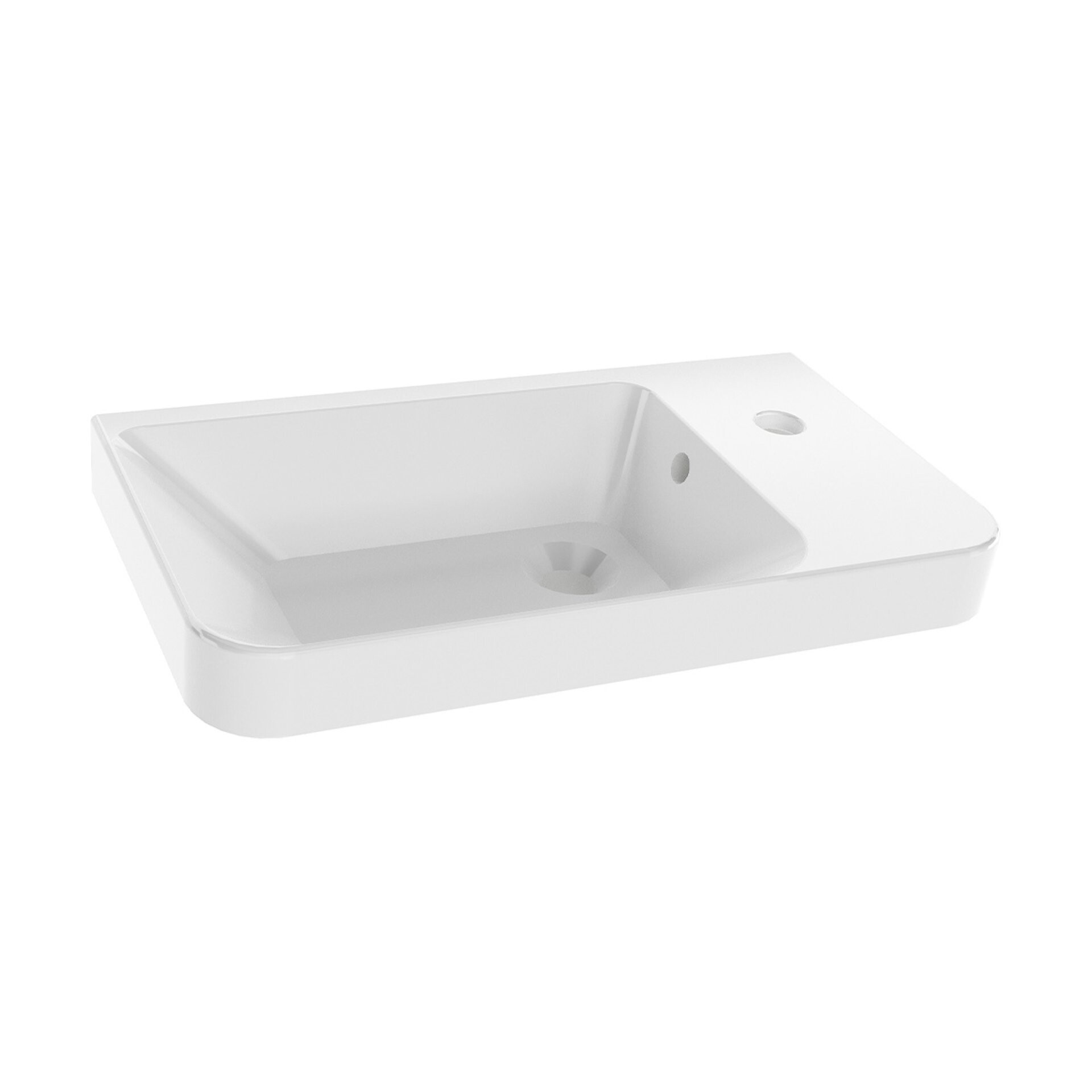 Fackelmann MILANO Waschbecken 55 cm aus Keramik, links, Weiß Fackelmann MILANO Waschbecken 55 cm aus Keramik, links, Weiß