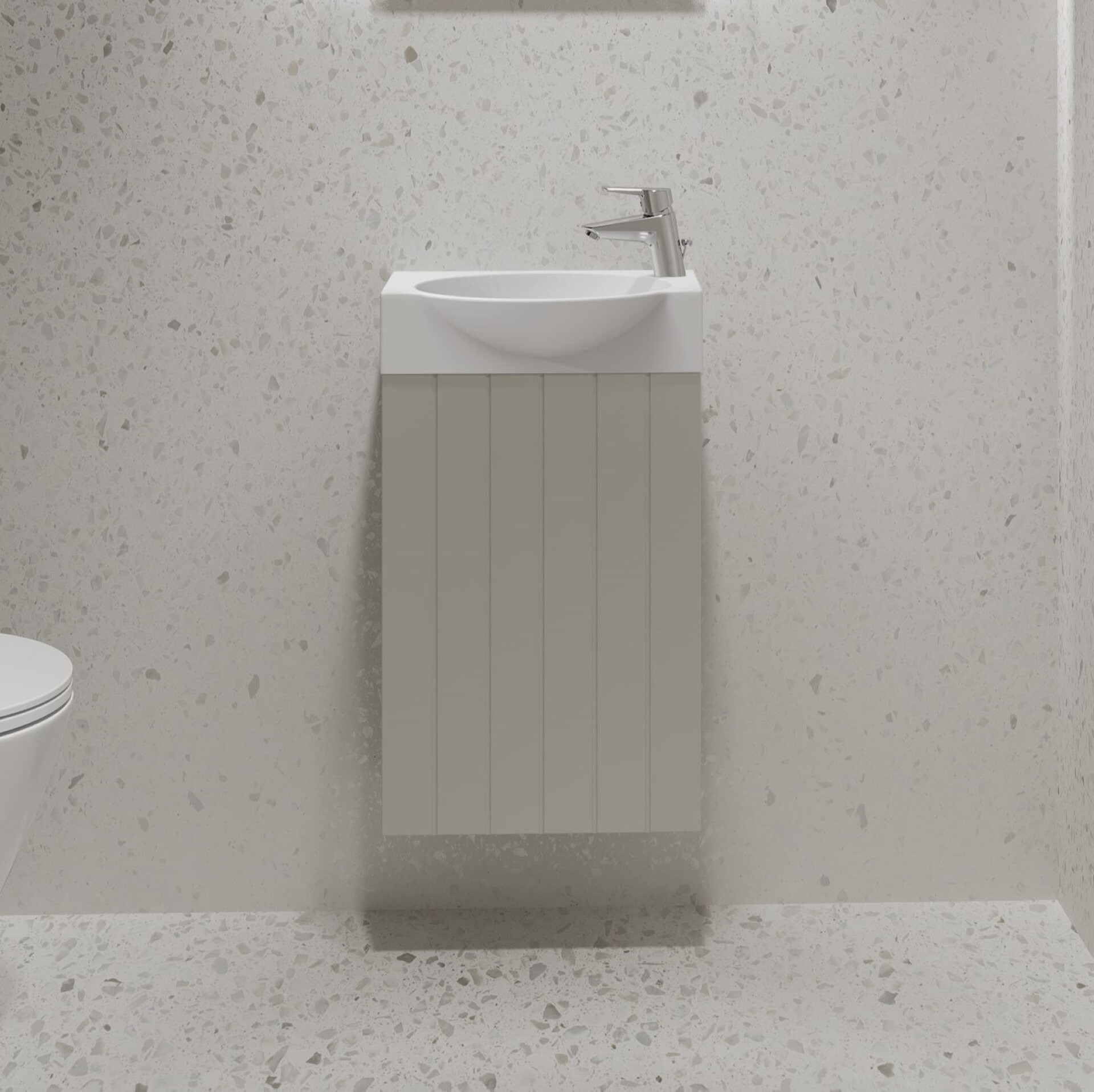BADEDU IMPERO Gäste WC Waschtisch Set  40 cm breit, Beige, Waschbecken Keramik Weiß