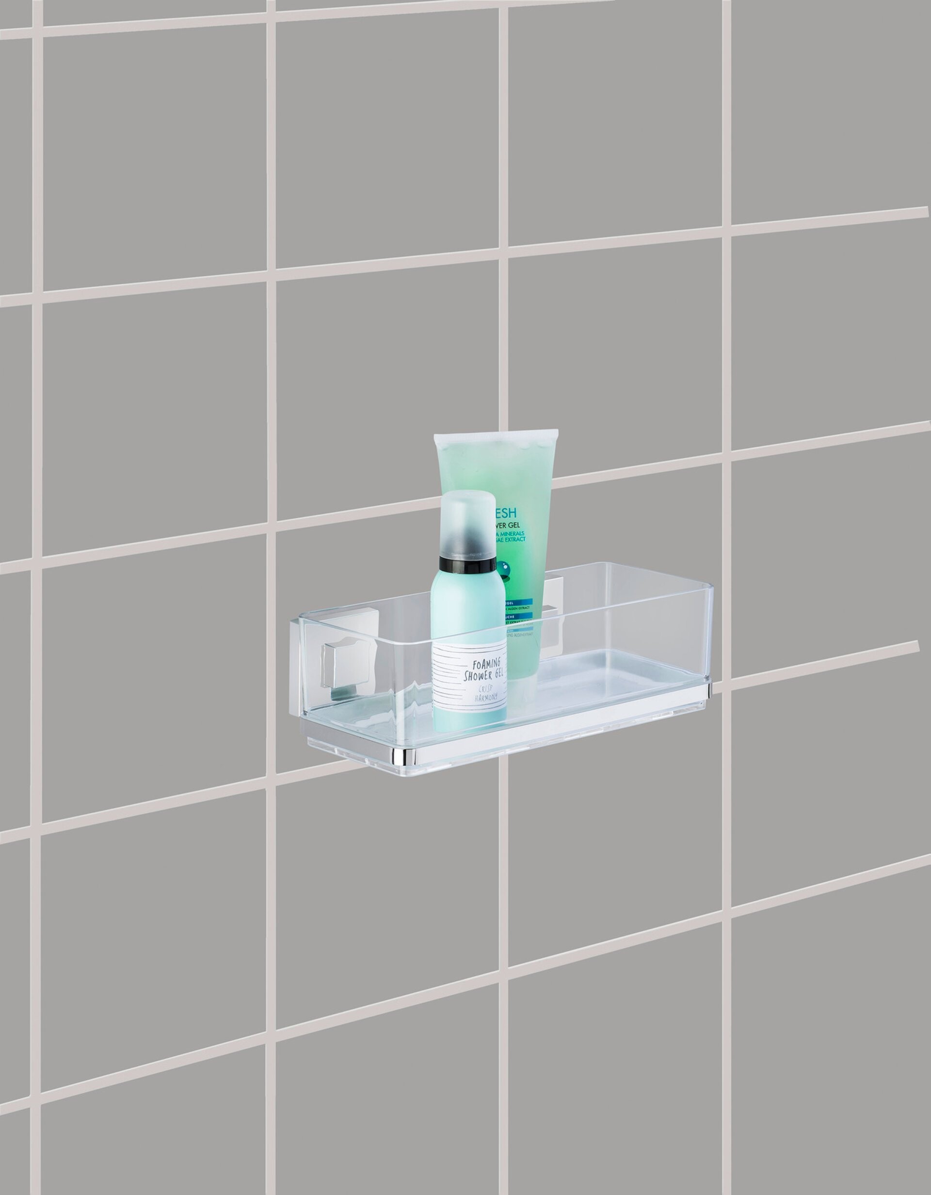 WENKO QUADRO Duschablage, Edelstahl, Befestigen ohne bohren, Vacuum-Loc®
