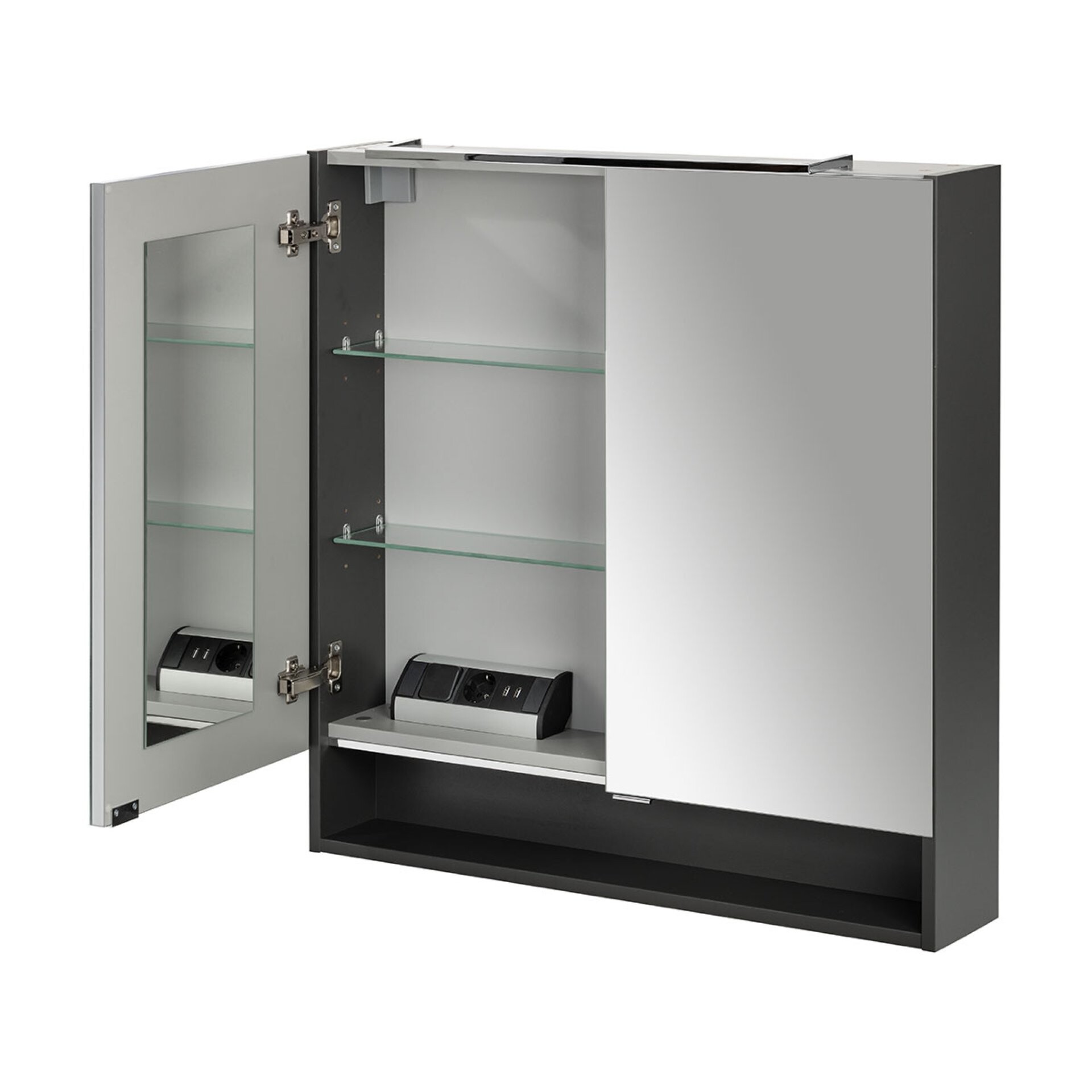 Fackelmann LUNA Badmöbel Set 6-teilig, 80 cm breit, Anthrazit, Keramik+Spiegelschrank+2 Badschränke Fackelmann LUNA Badmöbel Set 6-teilig, 80 cm breit, Anthrazit, Keramik+Spiegelschrank+2 Badschränke