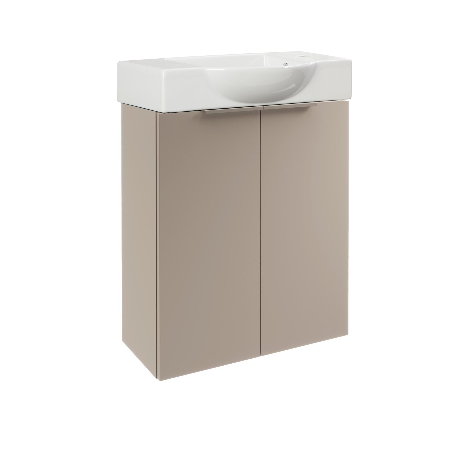 FACKELMANN SBC B.PARIS Gäste WC Waschtisch Set 55 cm breit, Grau, Waschbecken Keramik Weiß, Hahnloch rechts FACKELMANN SBC B.PARIS Gäste WC Waschtisch Set 55 cm breit, Grau, Waschbecken Keramik Weiß, Hahnloch rechts