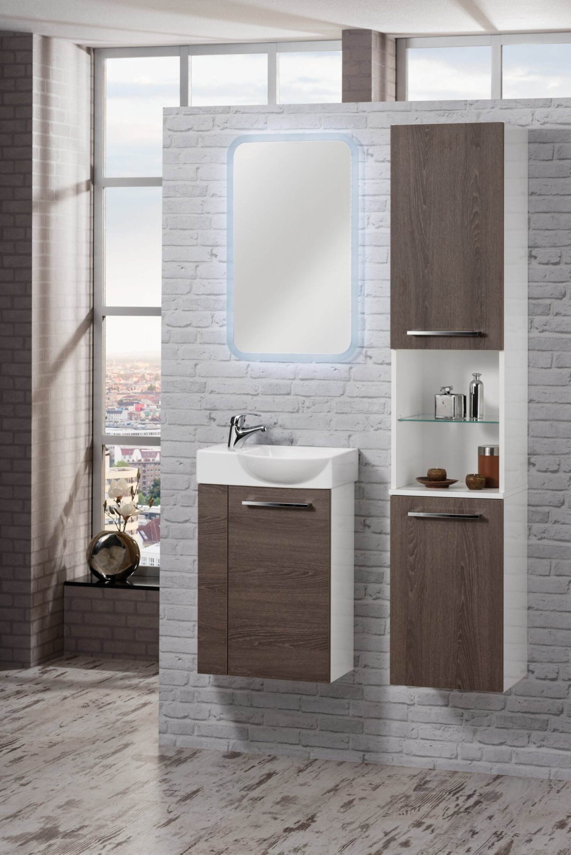 Fackelmann A-VERO Waschbecken 45 cm aus Keramik, Weiß Fackelmann A-VERO Waschbecken 45 cm aus Keramik, Weiß