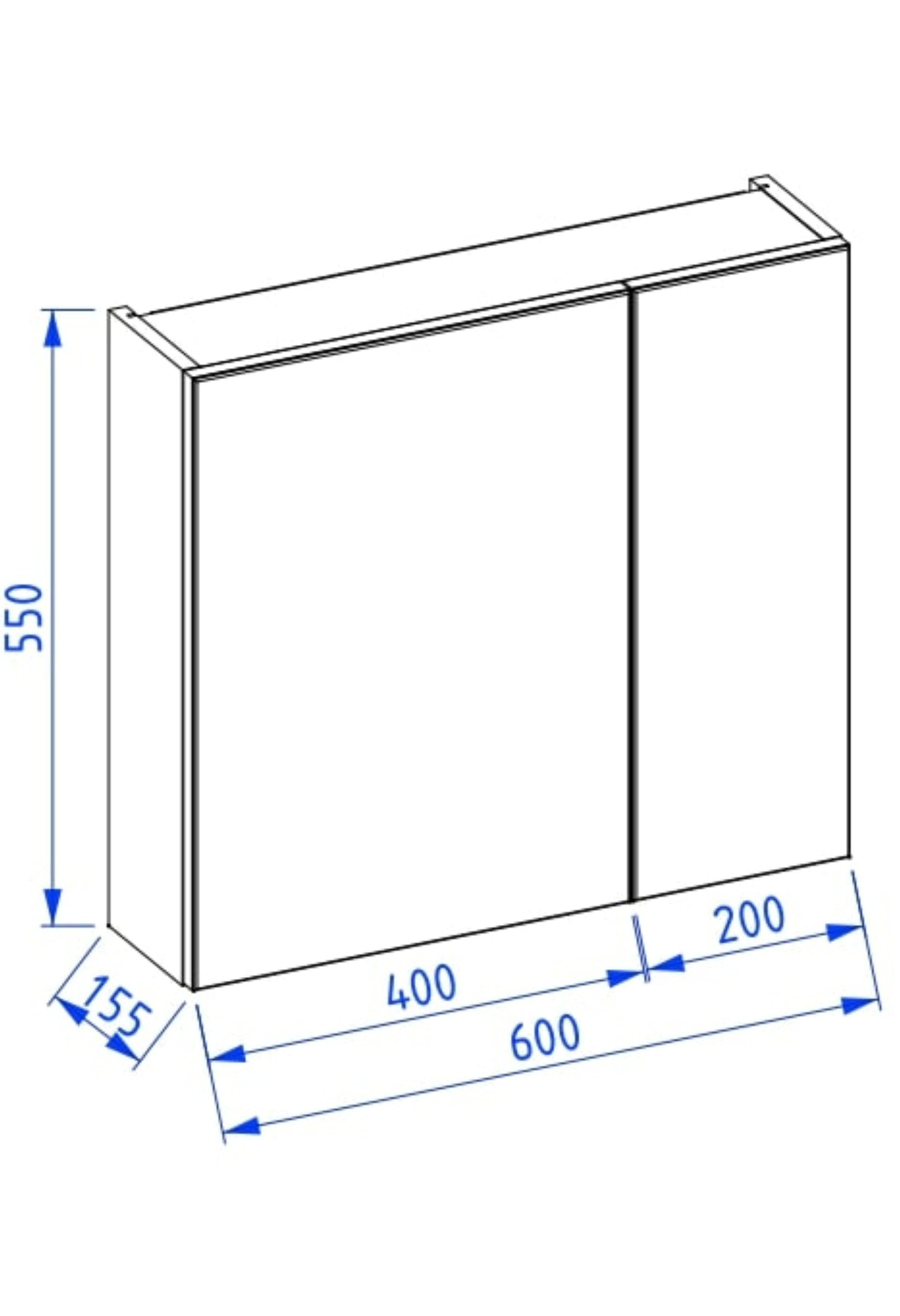 BADEDU GERS Spiegelschrank 60 cm breit, Grau