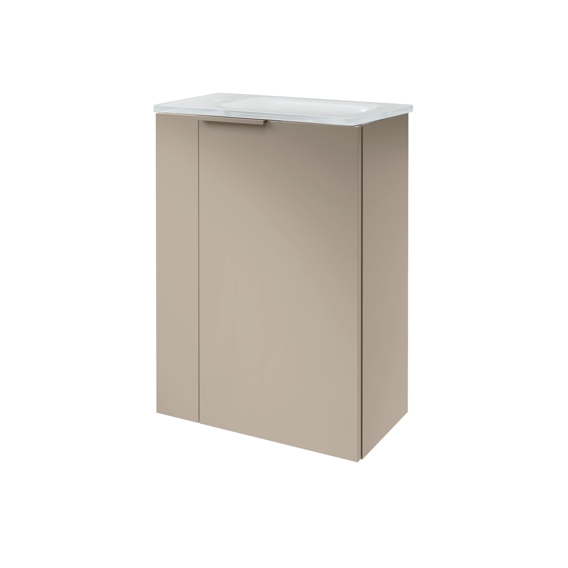 FACKELMANN SBC B.PARIS Gäste WC Waschtisch Set 45 cm breit, Grau, Waschbecken Glas Weiß, Türanschlag rechts FACKELMANN SBC B.PARIS Gäste WC Waschtisch Set 45 cm breit, Grau, Waschbecken Glas Weiß, Türanschlag rechts