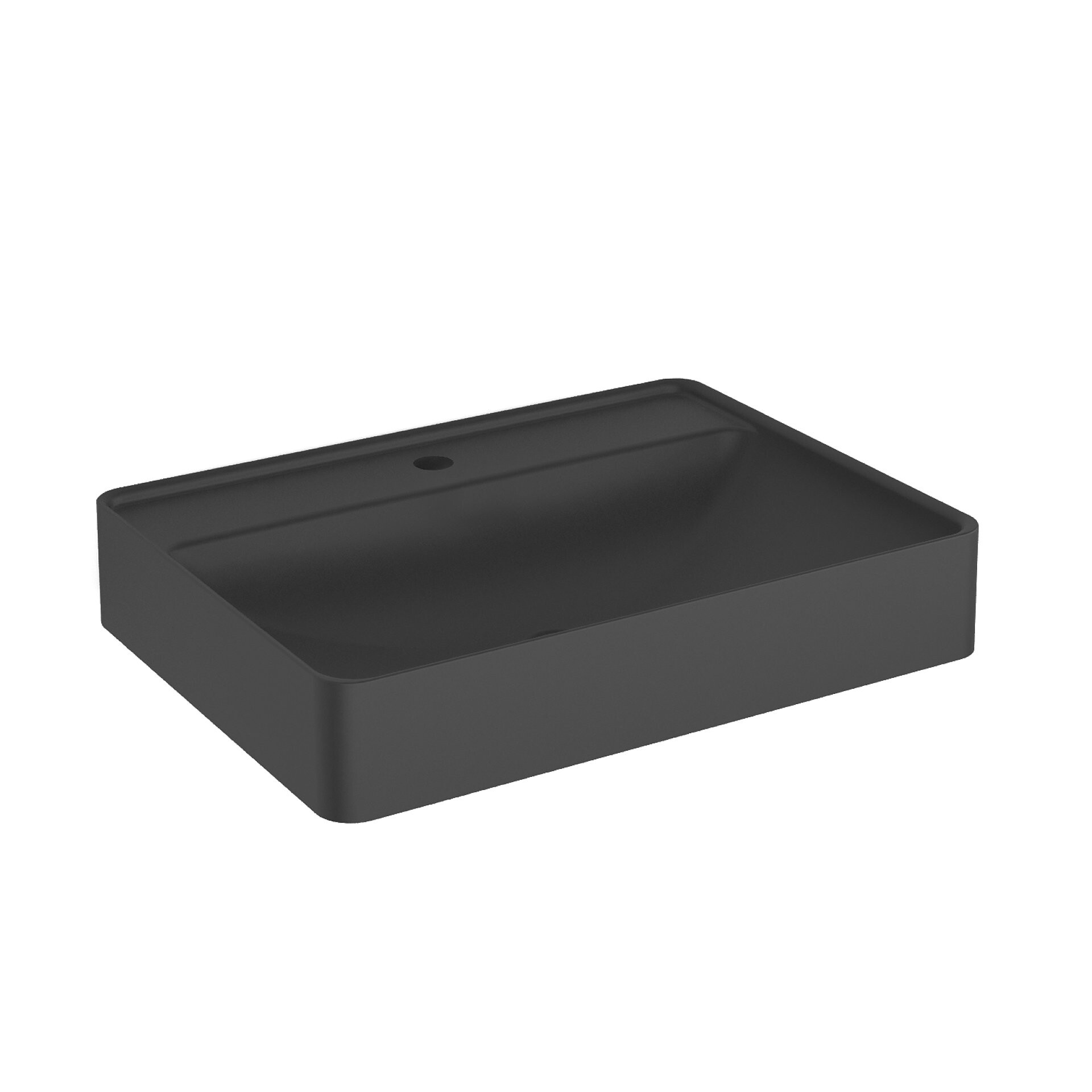 BADEDU SORA Waschbecken mit Unterschrank 60 cm breit, Schwarz matt, Waschbecken Quartzkomposit Schwarz, aus Aluminium, mit Füßen