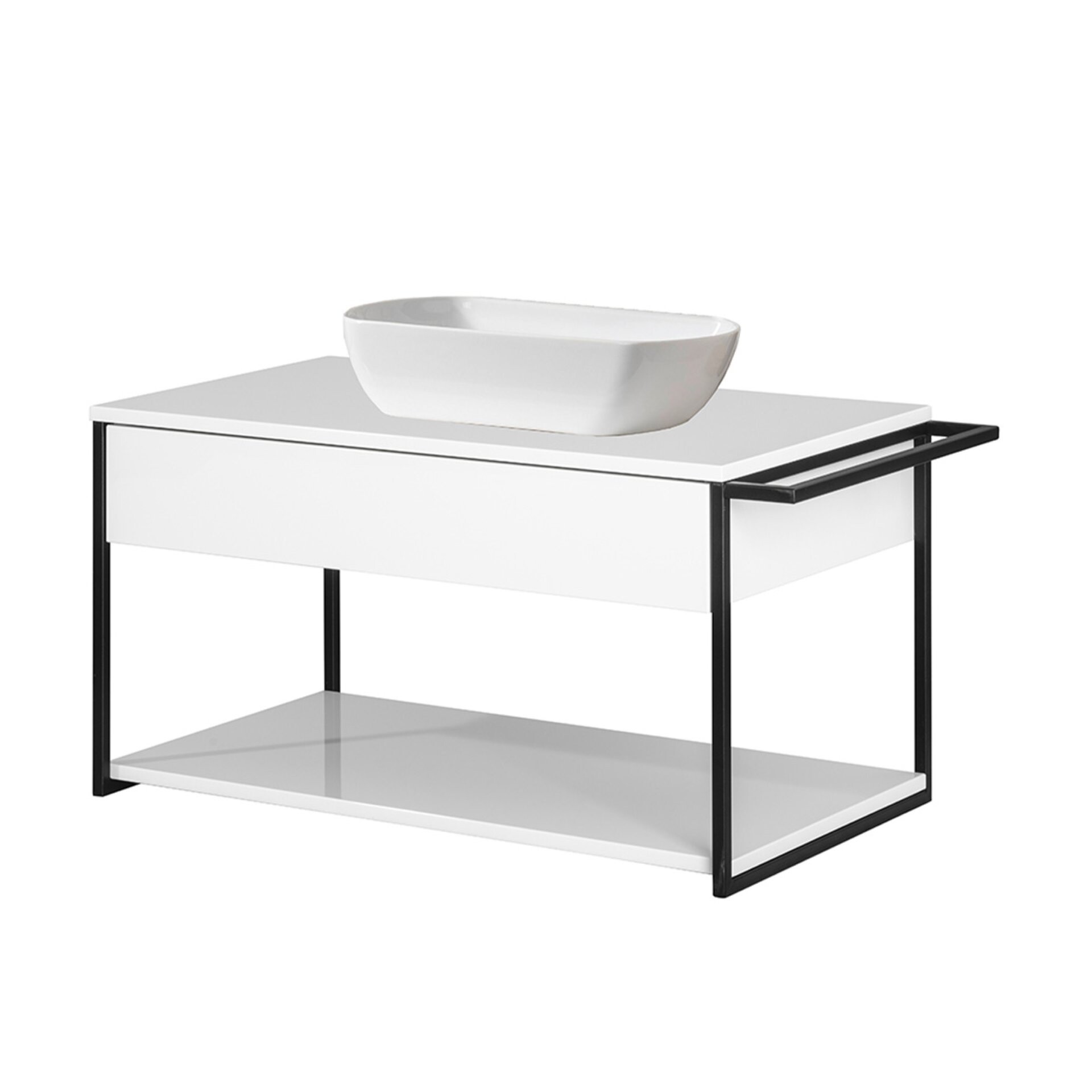 Fackelmann NEW YORK Badmöbel Set 2-teilig, 88 cm breit, Weiß, Keramik Fackelmann NEW YORK Badmöbel Set 2-teilig, 88 cm breit, Weiß, Keramik