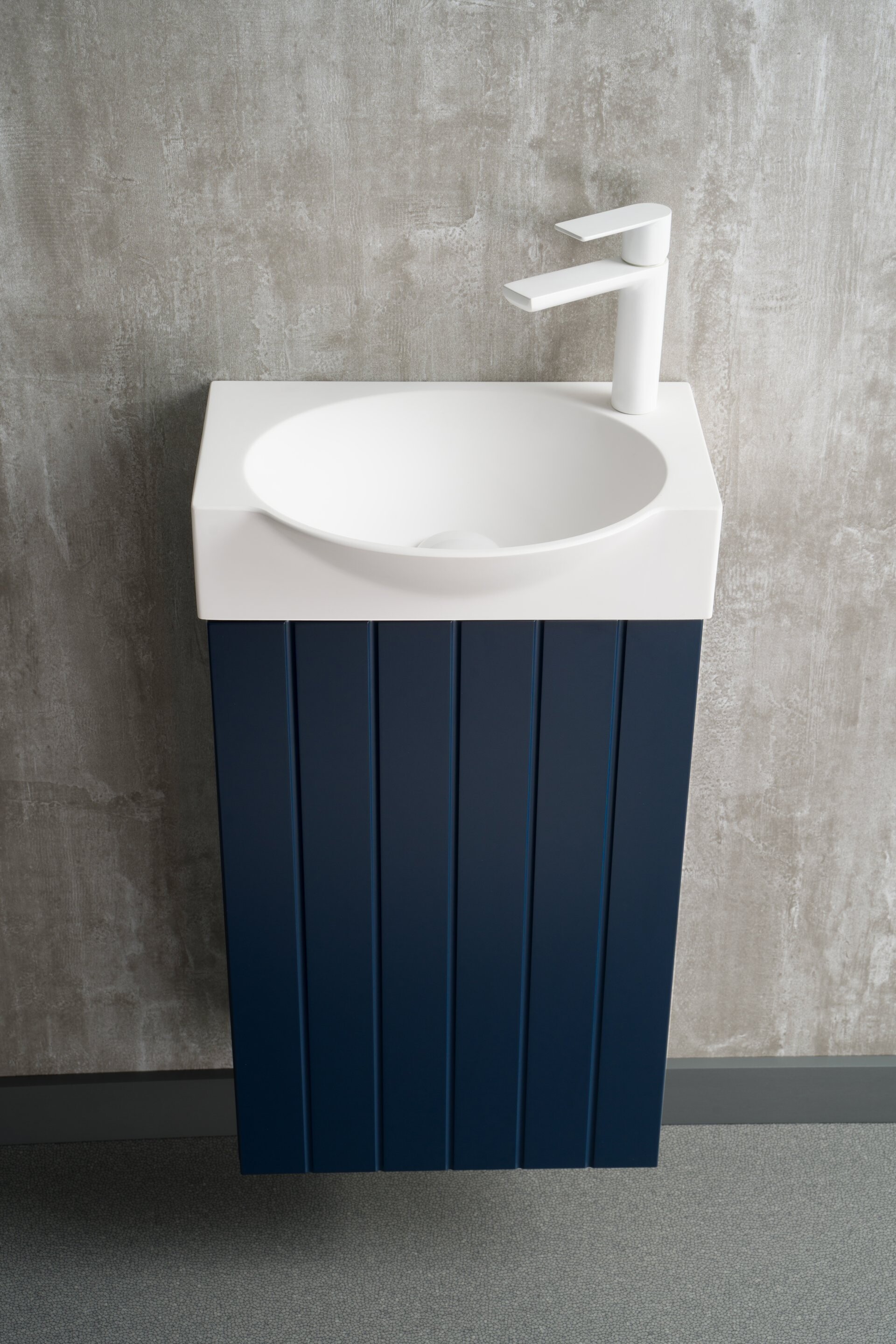 BADEDU IMPERO Gäste WC Waschtisch Set  40 cm breit, Blau, Waschbecken Keramik Weiß