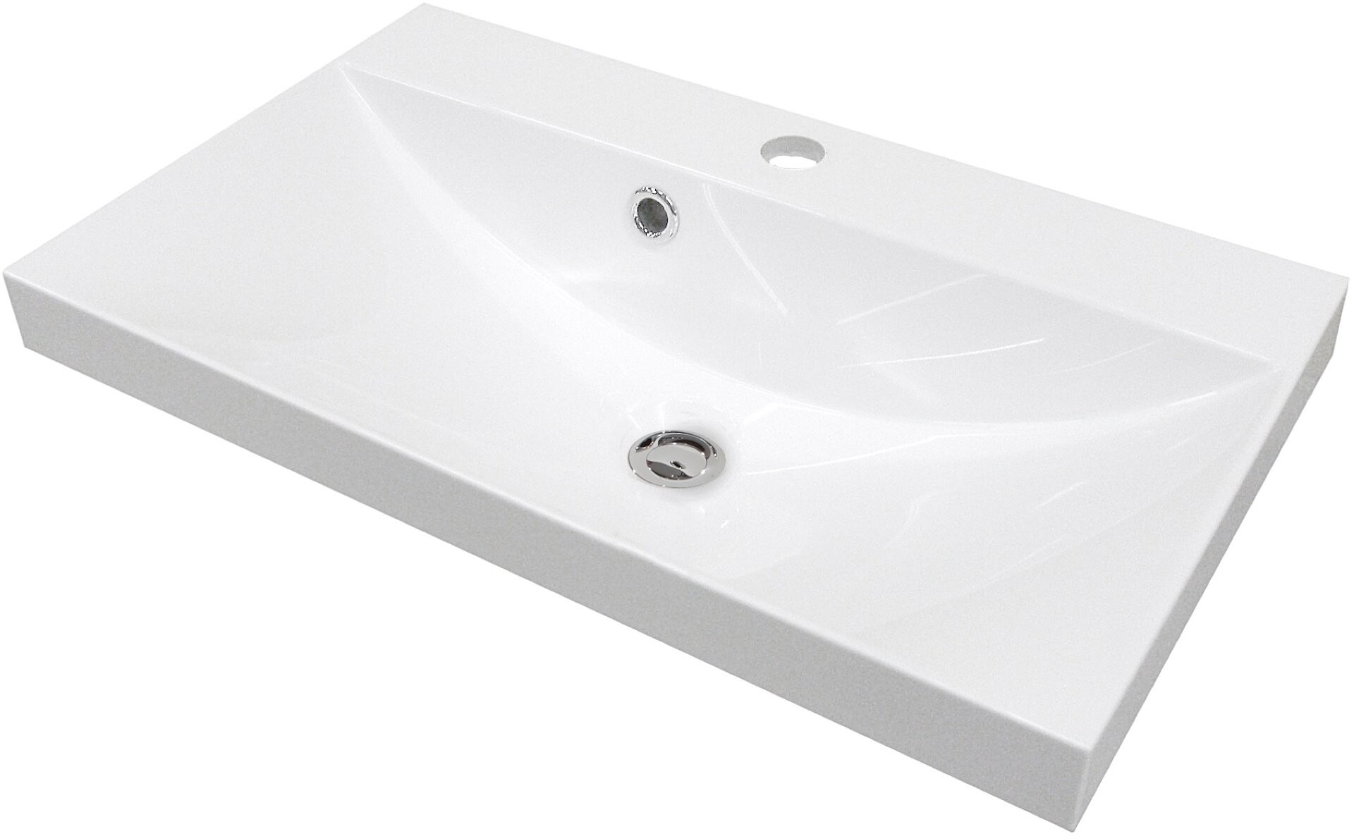 Fackelmann MALUA Waschbecken 60 cm aus Gussmarmor, Weiß Fackelmann MALUA Waschbecken 60 cm aus Gussmarmor, Weiß