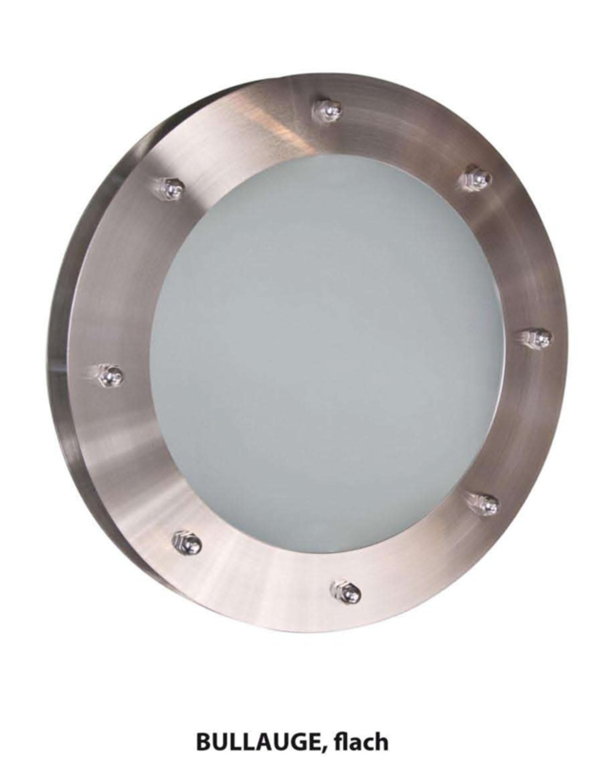 Bullauge ø 450 mm Milchglas Edelstahl mit Teleskoprahmen BT45/2 - beidseitig Schrauben