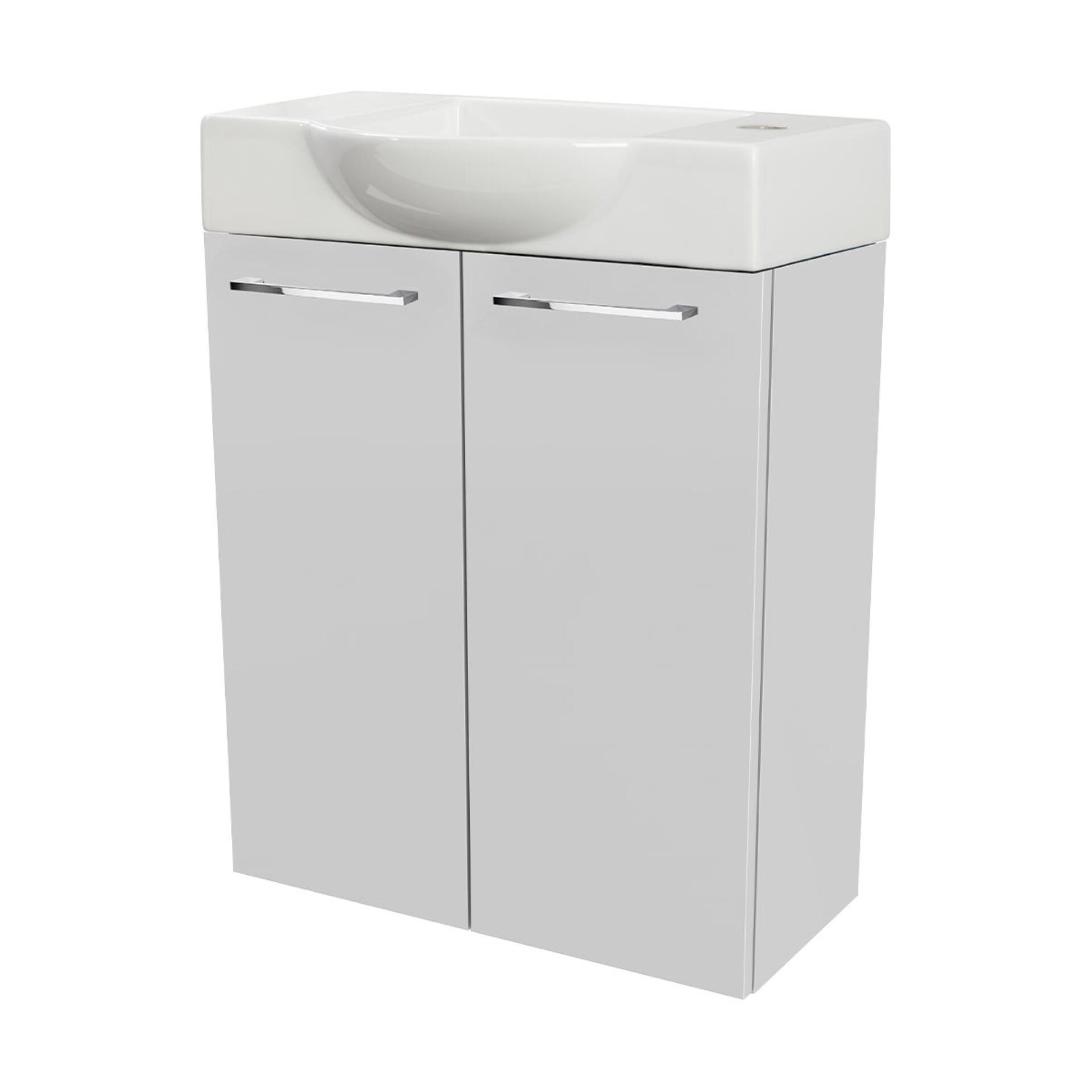 Fackelmann SBC SCENO Gäste WC Set 2-teilig 55 cm, Weiß, 2-Türen, Keramik, Hahnloch rechts Fackelmann SBC SCENO Gäste WC Set 2-teilig 55 cm, Weiß, 2-Türen, Keramik, Hahnloch rechts