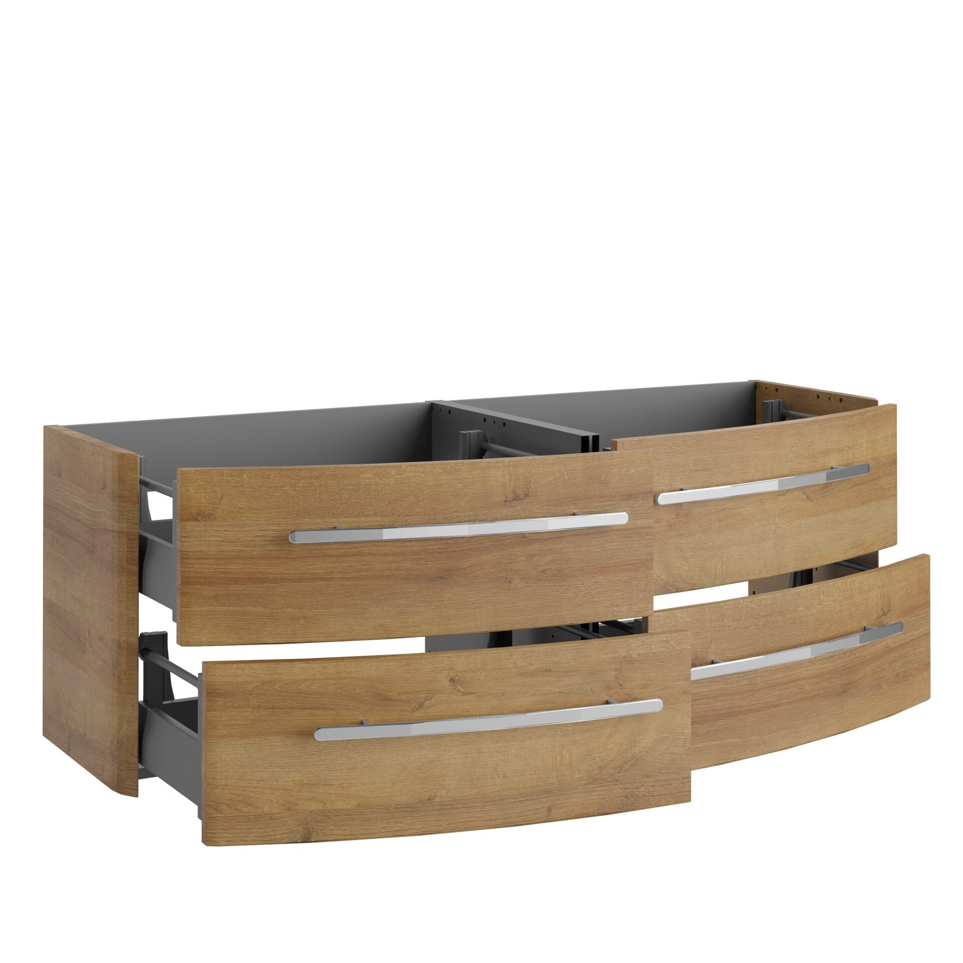 Lanzet CLASSICO Badmöbel Set 2-teilig, Doppel-Waschtisch 140 cm breit, Hellbraun, Grau-Metallic Lanzet CLASSICO Badmöbel Set 2-teilig, Doppel-Waschtisch 140 cm breit, Hellbraun, Grau-Metallic