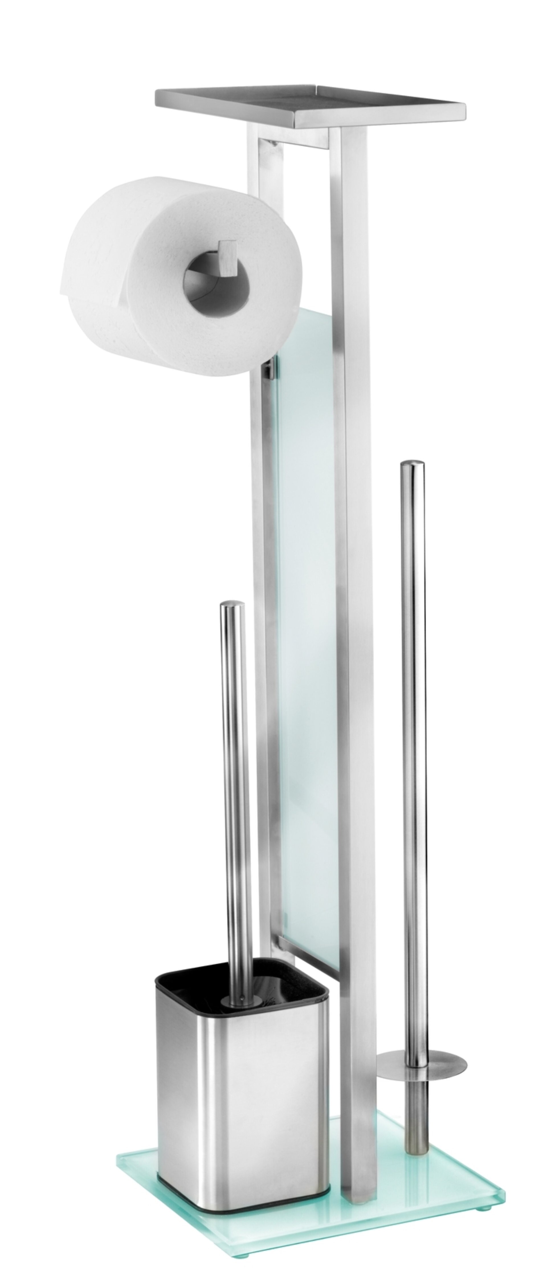 WENKO DEBAR WC-Garnitur, mit Ablage und Toilettenpapierhalter, Edelstahl, stehend WENKO DEBAR WC-Garnitur, mit Ablage und Toilettenpapierhalter, Edelstahl, stehend
