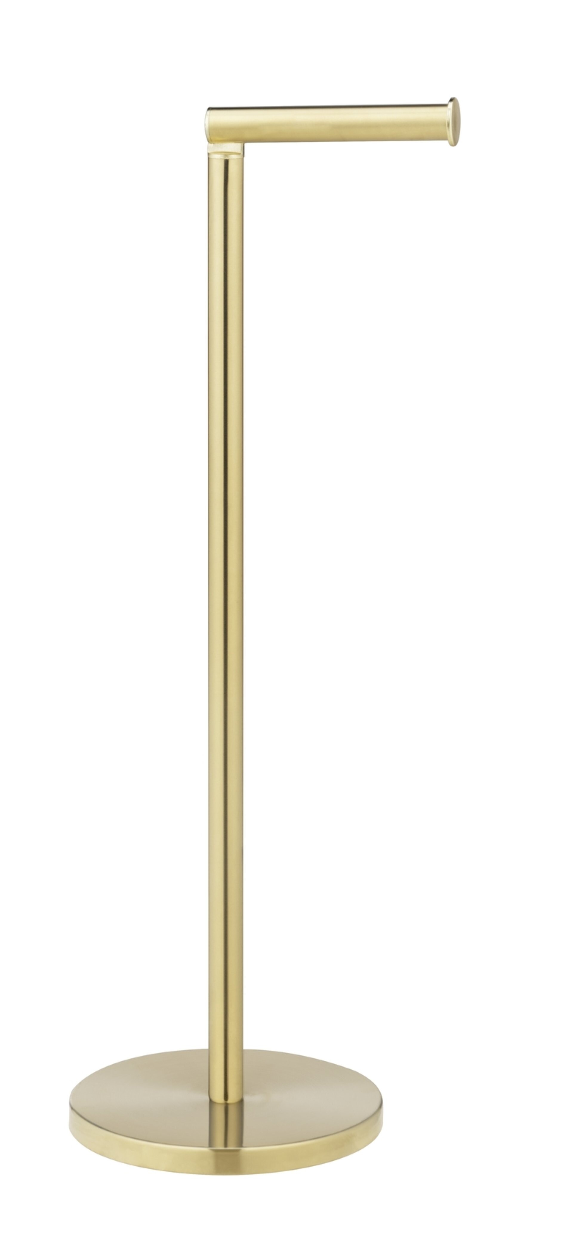 WENKO 2IN1 Toilettenpapierhalter, Gold, mit Bevorrater, stehend