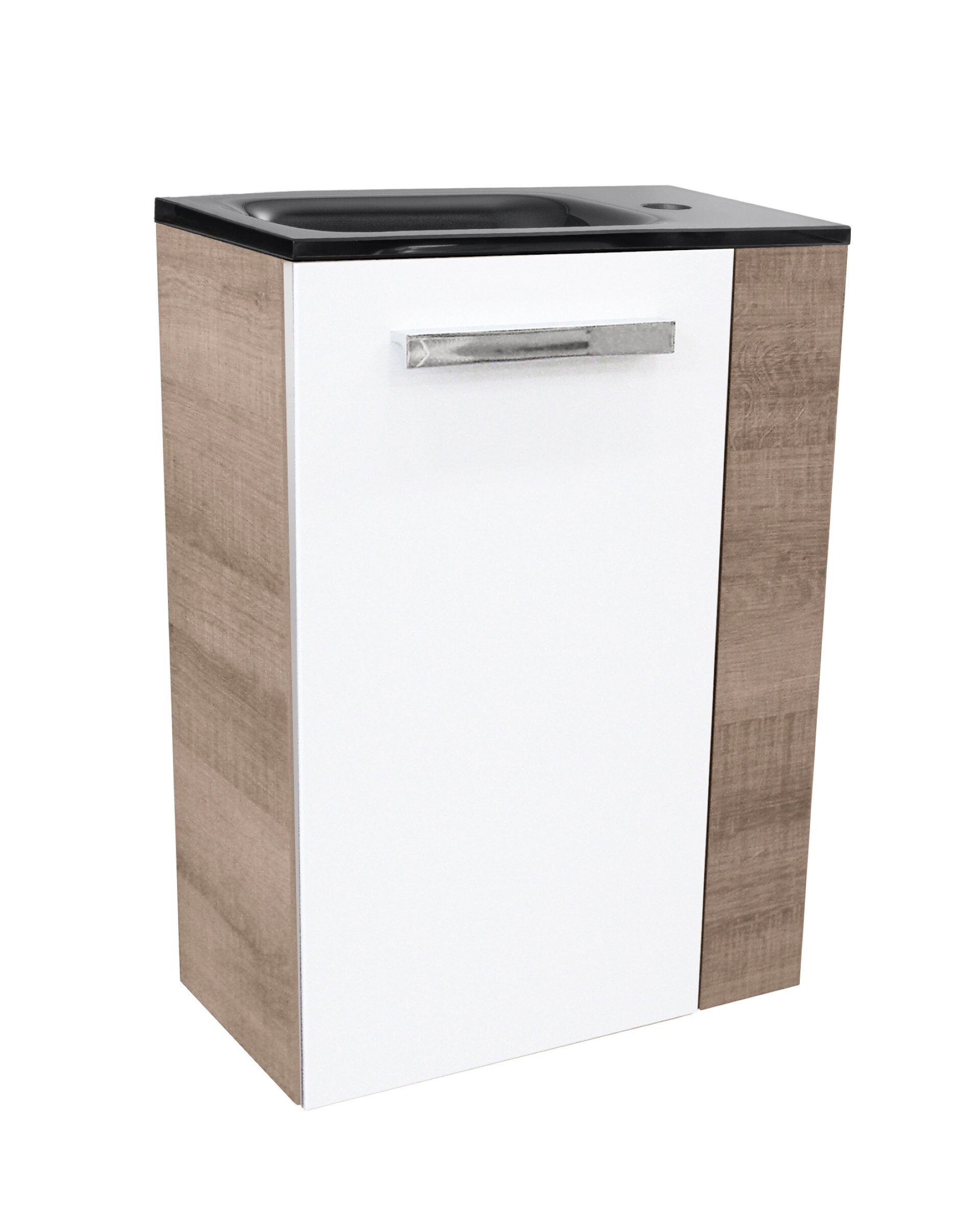 Fackelmann SBC A-VERO Gäste WC Set 2-teilig 45 cm, Braun hell/Weiß, links, Glas Anthrazit Fackelmann SBC A-VERO Gäste WC Set 2-teilig 45 cm, Braun hell/Weiß, links, Glas Anthrazit