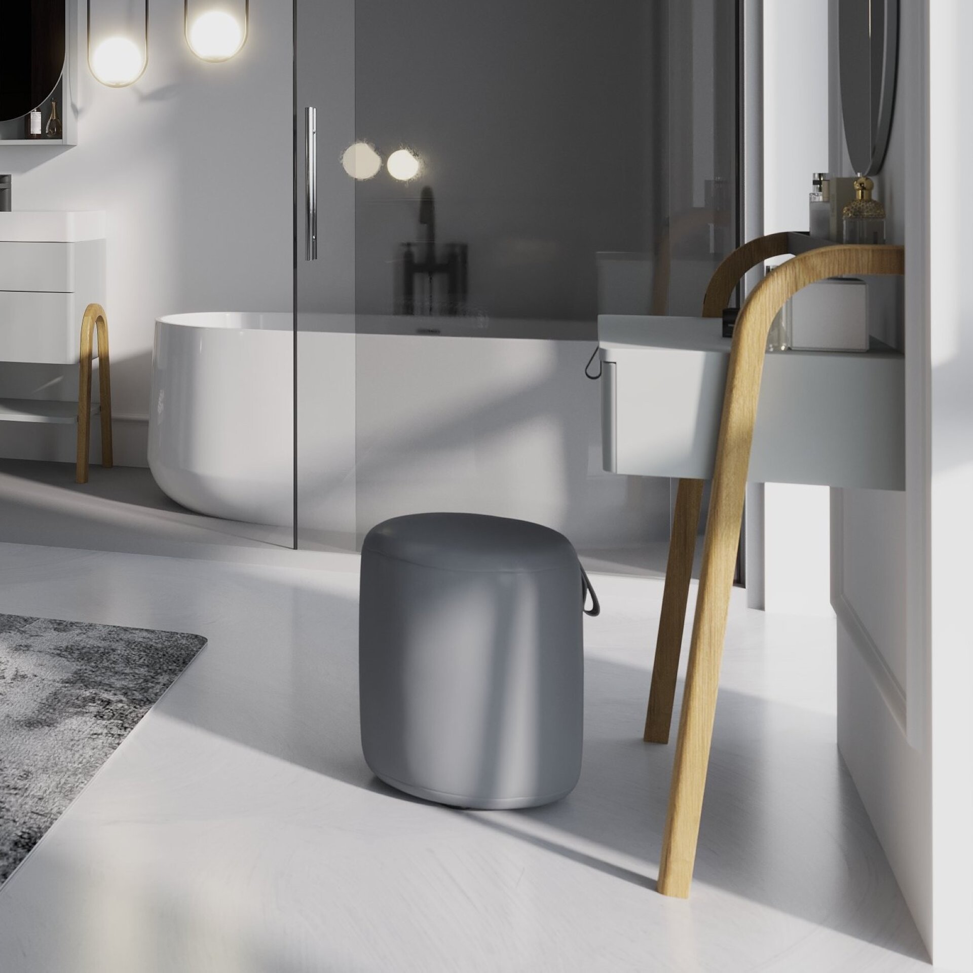 BADEDU PINA Badhocker 34 cm breit, Grau BADEDU PINA Badhocker 34 cm breit, Grau