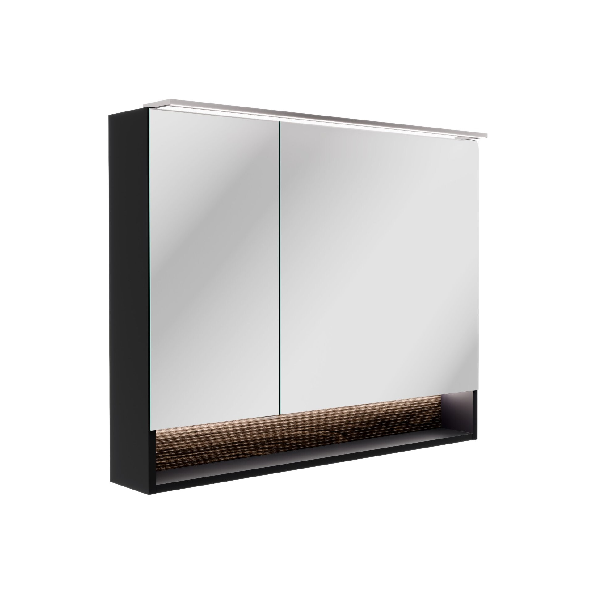 Fackelmann B.PARIS LED-Spiegelschrank 90 cm breit, Braun dunkel/Schwarz
