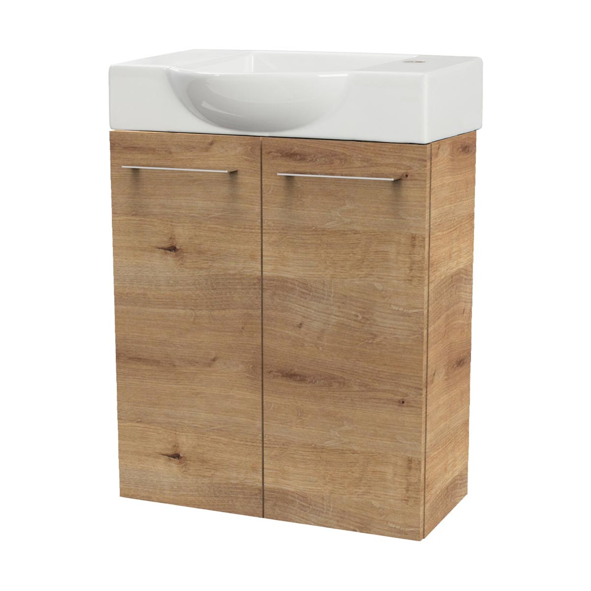 Fackelmann SBC MILANO Gäste WC Set 2-teilig 55 cm, Braun hell, 2 Türen, Keramik Hahnloch rechts Fackelmann SBC MILANO Gäste WC Set 2-teilig 55 cm, Braun hell, 2 Türen, Keramik Hahnloch rechts