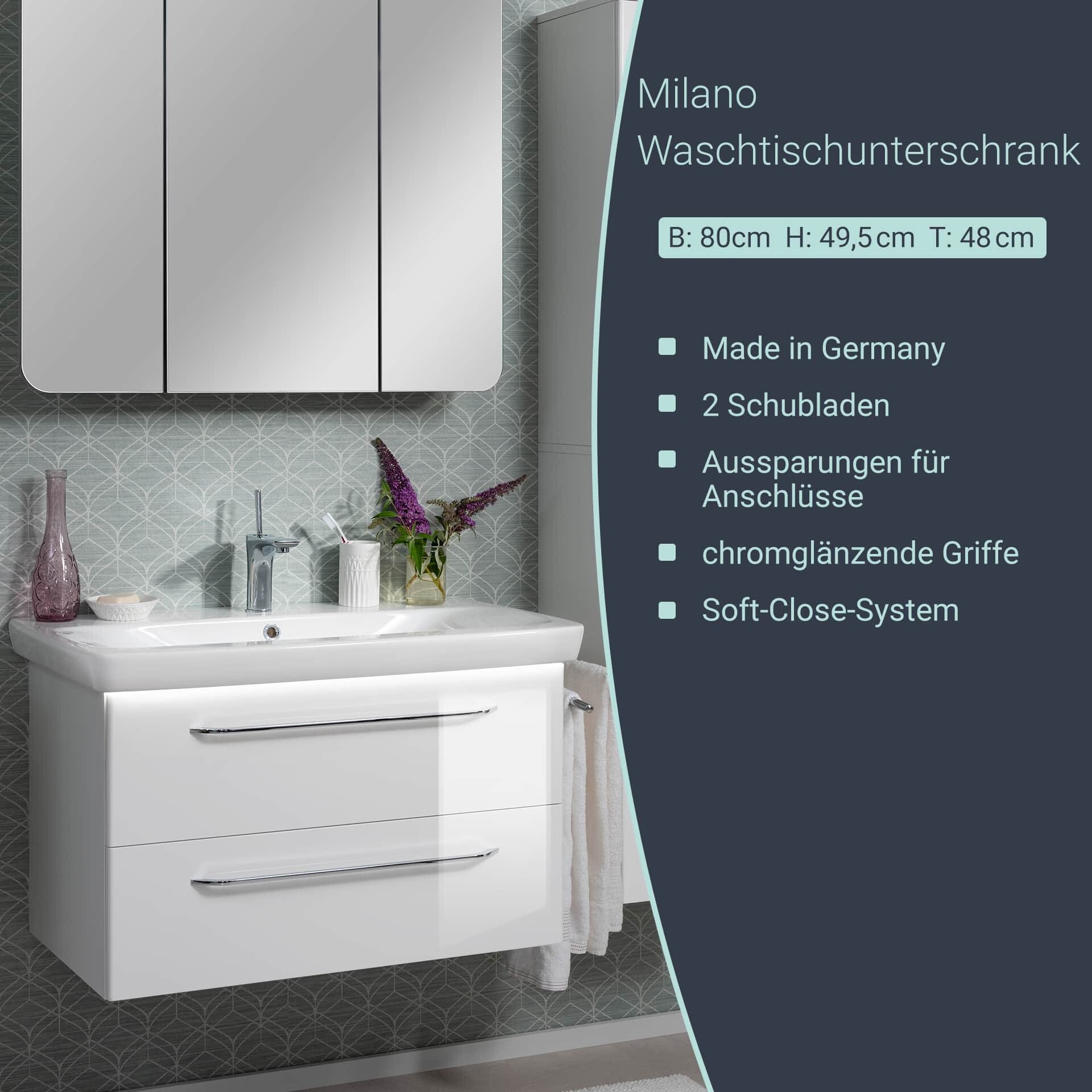 Fackelmann MILANO Waschbeckenunterschrank 80 cm, Weiß Fackelmann MILANO Waschbeckenunterschrank 80 cm, Weiß