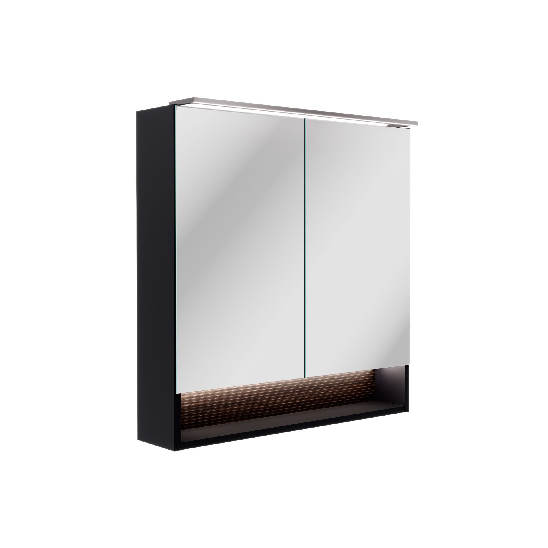 Fackelmann B.PARIS LED-Spiegelschrank 70 cm breit, Braun dunkel/Schwarz