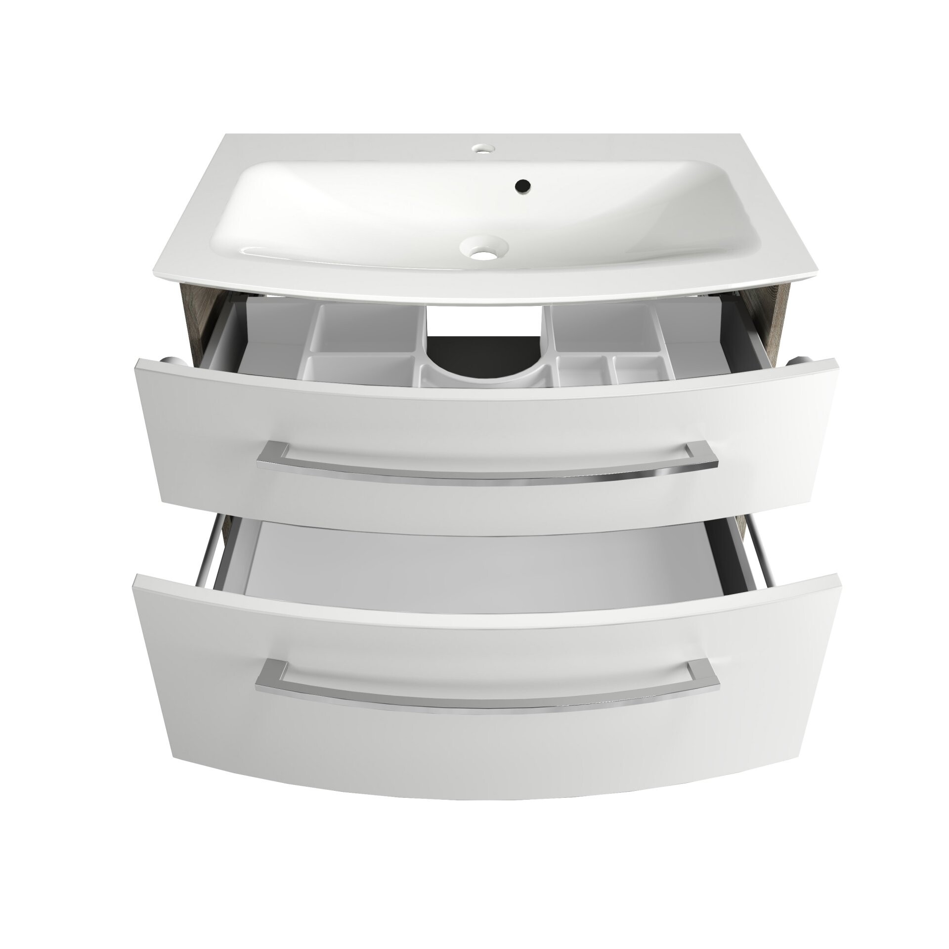 Fackelmann B.STYLE Badmöbel Set 3-teilig, 83 cm, Weiß/Grau + LED-Spiegelschrank Fackelmann B.STYLE Badmöbel Set 3-teilig, 83 cm, Weiß/Grau + LED-Spiegelschrank