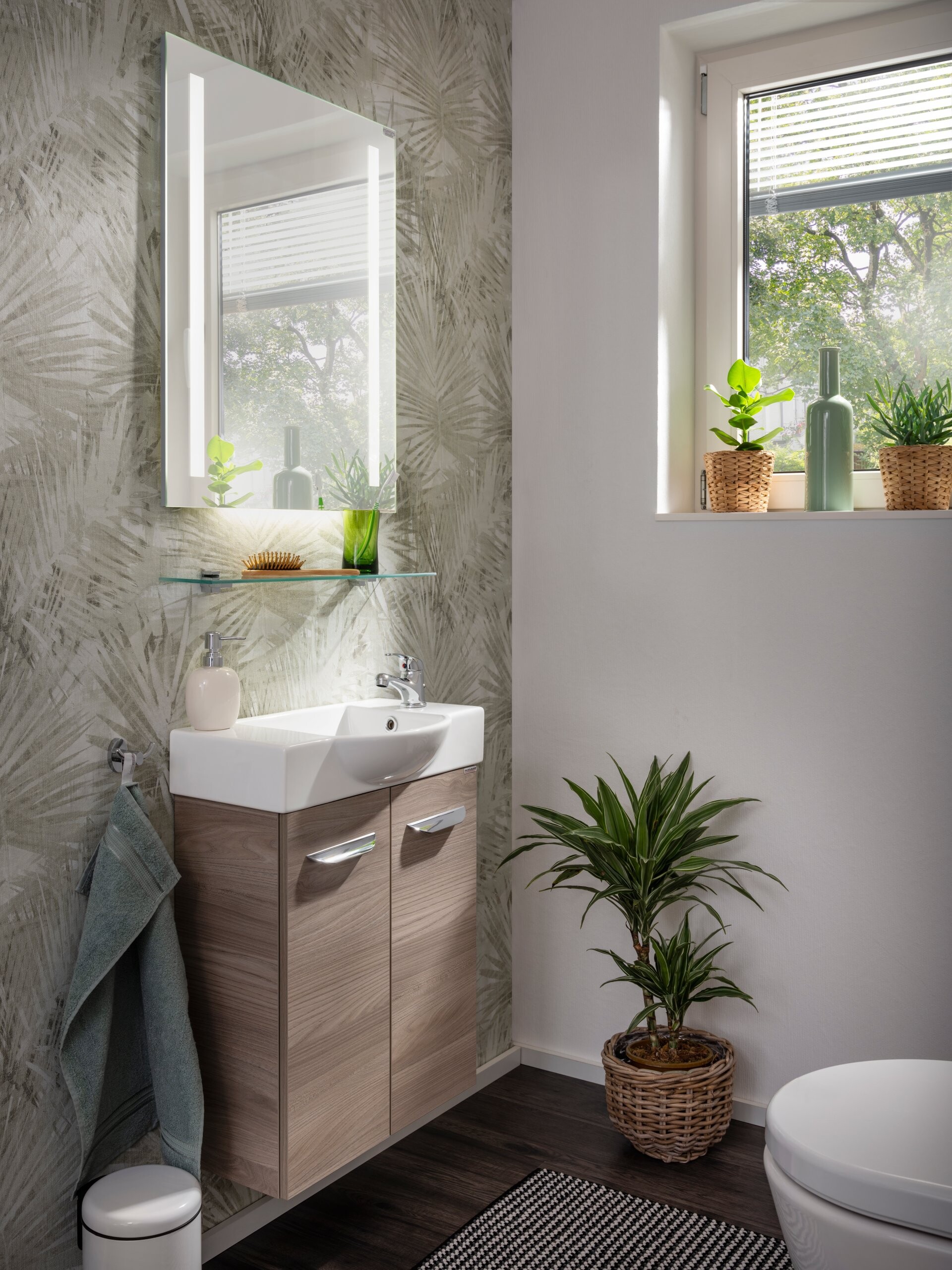 Fackelmann SBC LUXOR Gäste WC Set 2-teilig 55 cm, Braun hell, 2 Türen, Keramik Hahnloch rechts Fackelmann SBC LUXOR Gäste WC Set 2-teilig 55 cm, Braun hell, 2 Türen, Keramik Hahnloch rechts