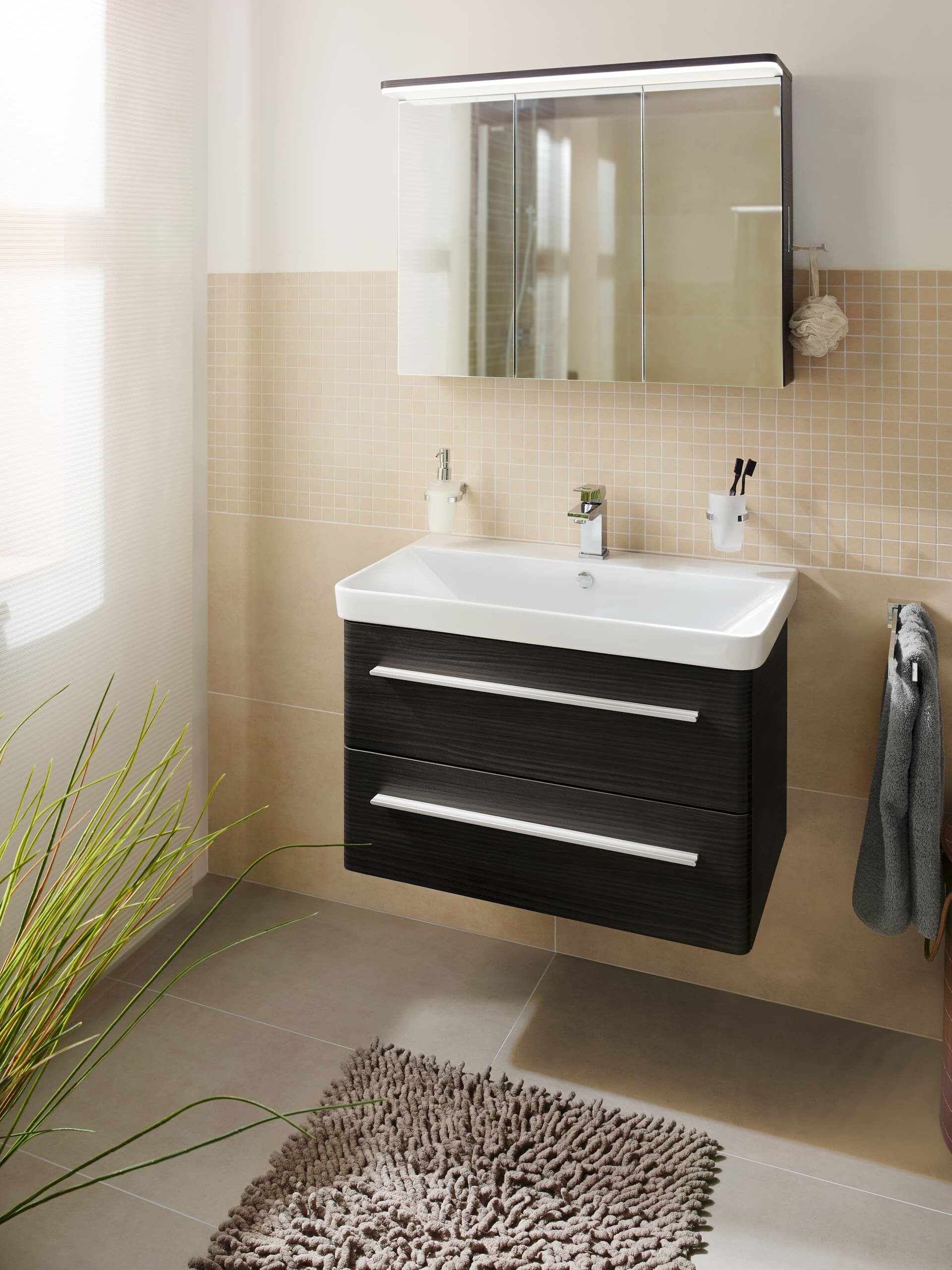 Lanzet K8 Badmöbel Set 2-teilig, 80 cm, Schwarz Lanzet K8 Badmöbel Set 2-teilig, 80 cm, Schwarz