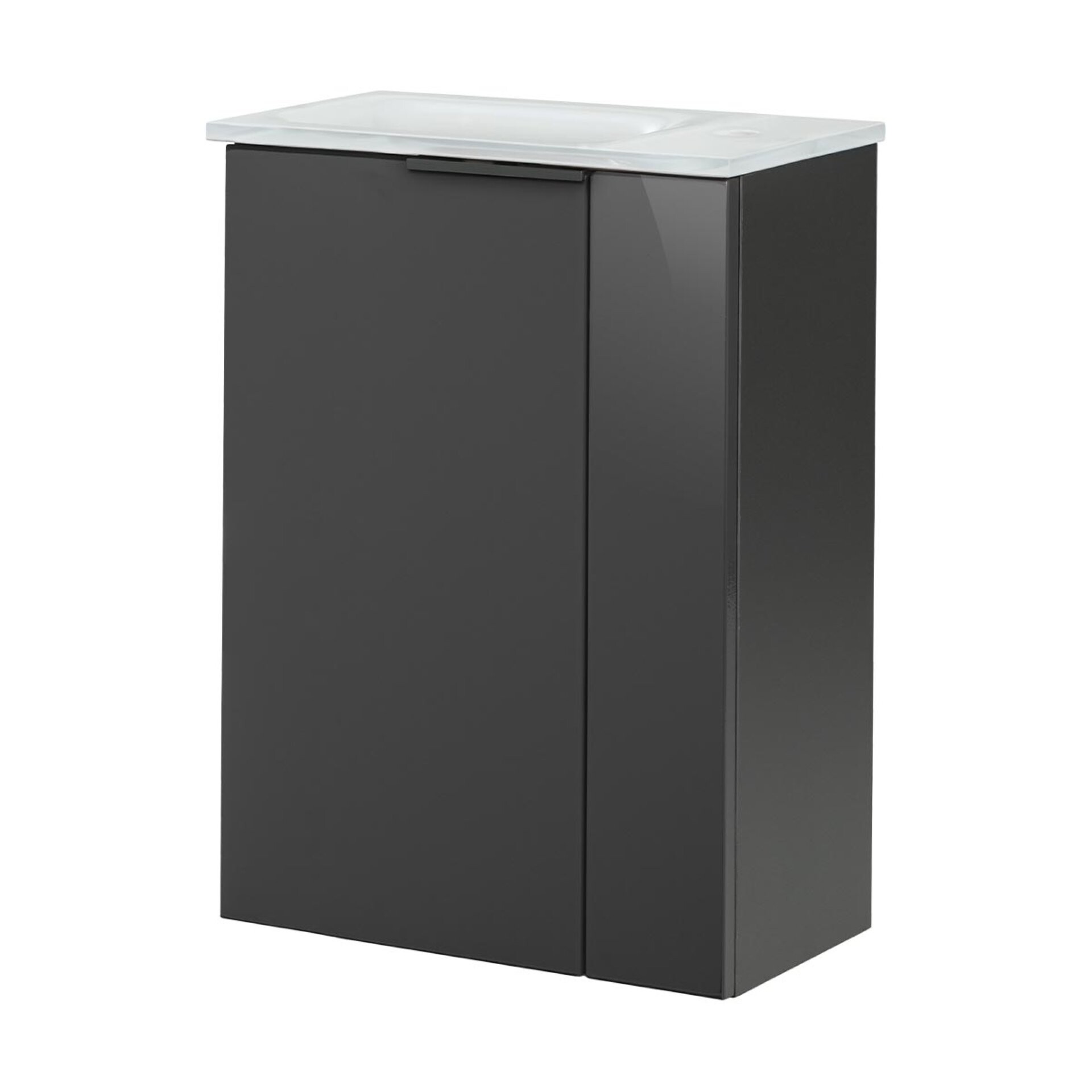 Fackelmann SBC LUNA Gäste WC Set 2-teilig 45 cm, Anthrazit, links, Glas Weiß Fackelmann SBC LUNA Gäste WC Set 2-teilig 45 cm, Anthrazit, links, Glas Weiß