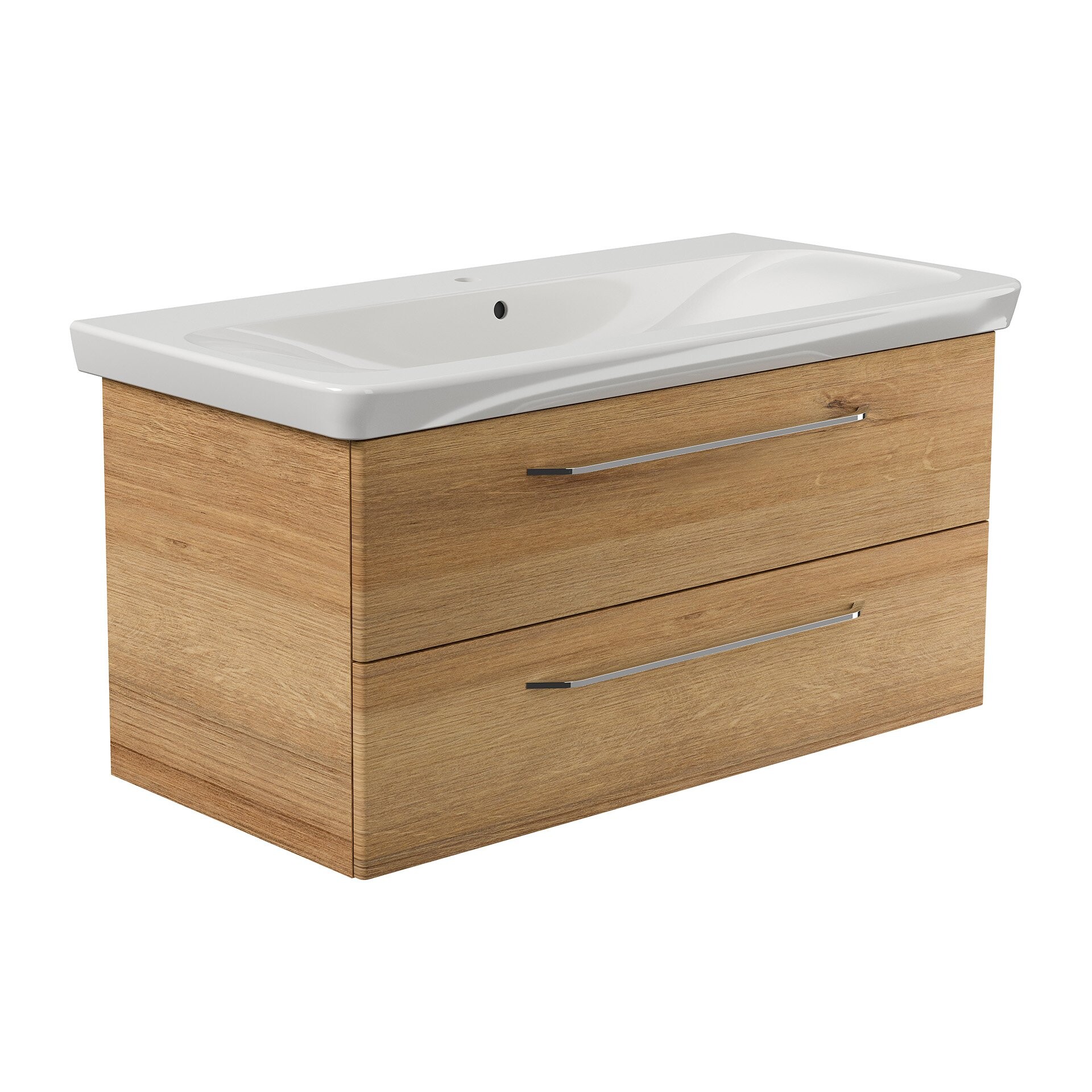 Fackelmann MILANO Waschtisch mit Unterschrank, 107 cm breit, Braun hell, Waschbecken Keramik Fackelmann MILANO Waschtisch mit Unterschrank, 107 cm breit, Braun hell, Waschbecken Keramik