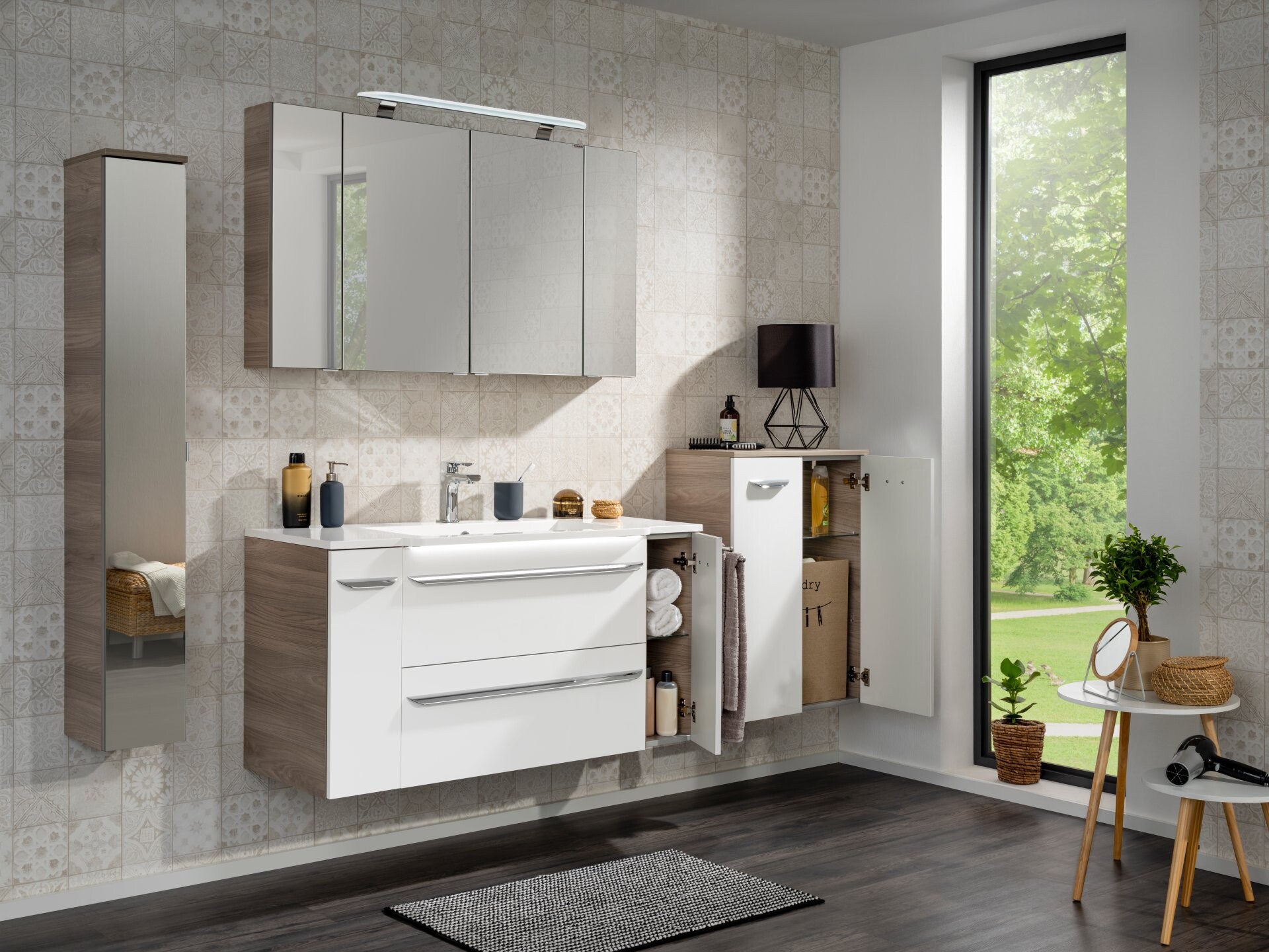 Fackelmann LUXOR Waschbeckenunterschrank 80 cm, Braun hell/Weiß Fackelmann LUXOR Waschbeckenunterschrank 80 cm, Braun hell/Weiß