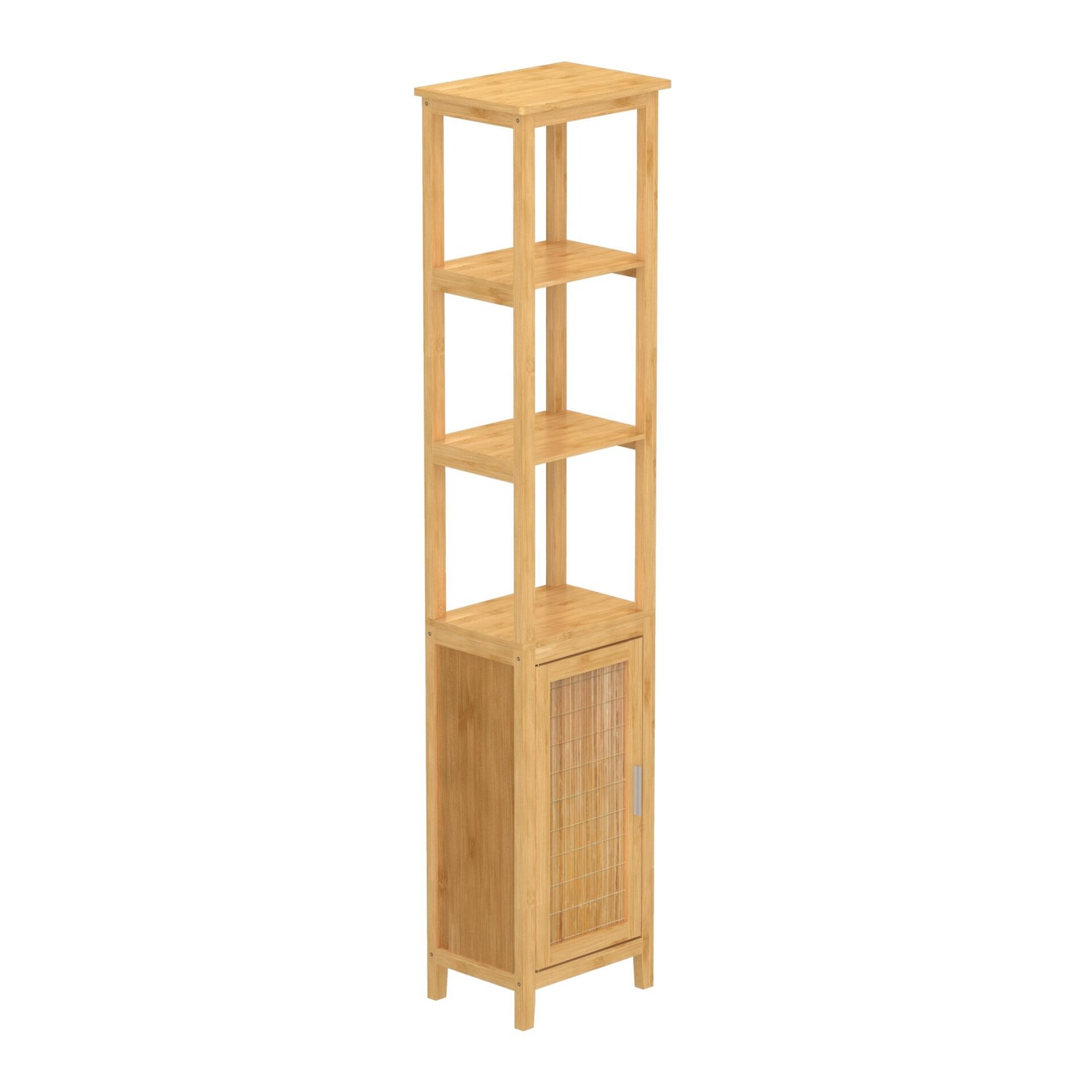EISL BAMBUS Hochschrank 40 cm breit, Braun, mit 3 Fächern, Türanschlag links