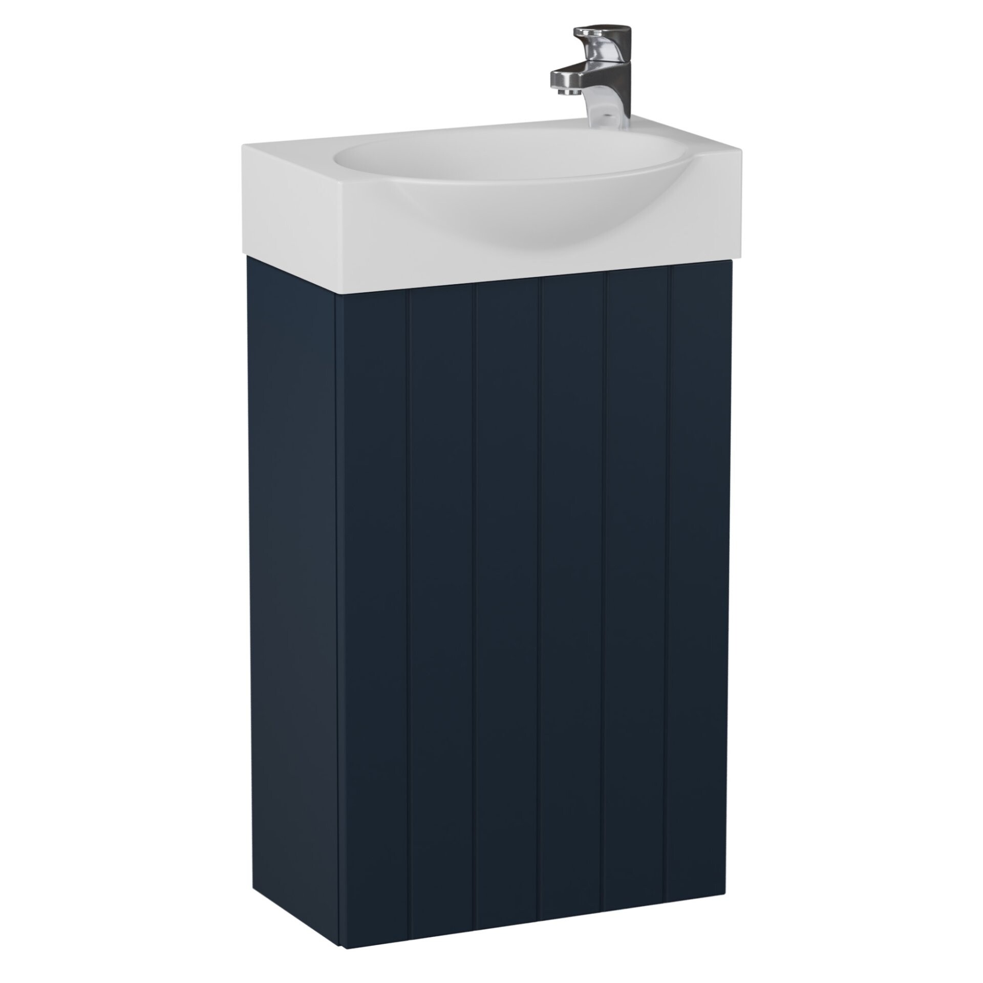 BADEDU IMPERO Gäste WC Waschtisch Set  40 cm breit, Blau, Waschbecken Keramik Weiß
