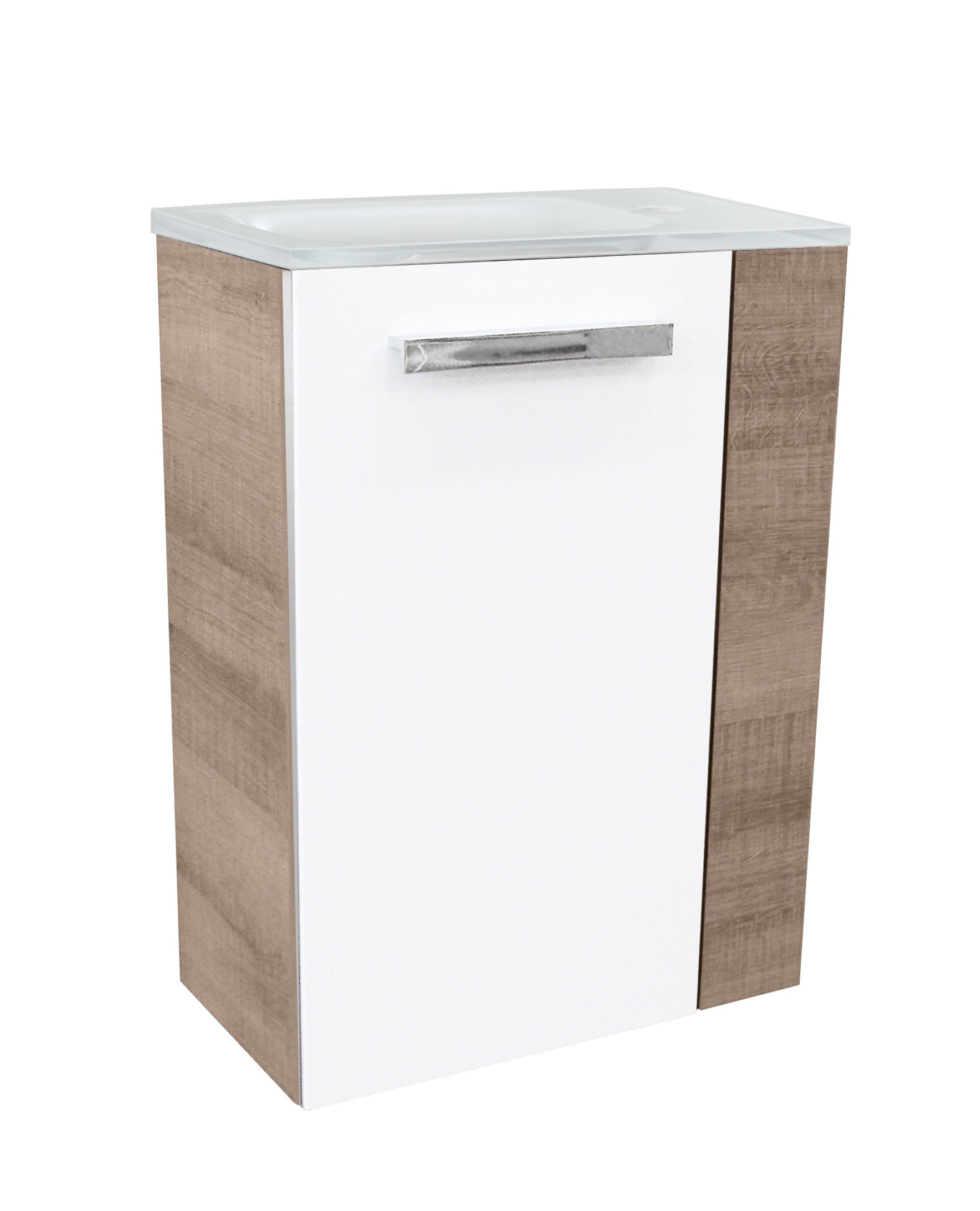 Fackelmann SBC A-VERO Gäste WC Set 2-teilig 45 cm, Braun hell/Weiß, links, Glas Weiß Fackelmann SBC A-VERO Gäste WC Set 2-teilig 45 cm, Braun hell/Weiß, links, Glas Weiß