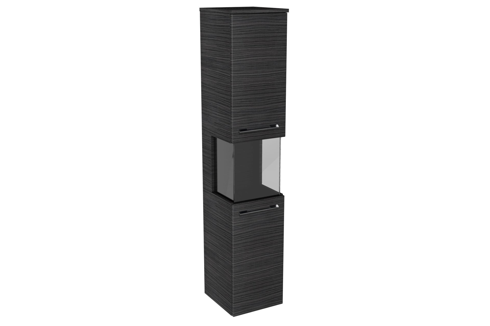 Lanzet Hochschrank Vitrine 30 cm, links, Schwarz