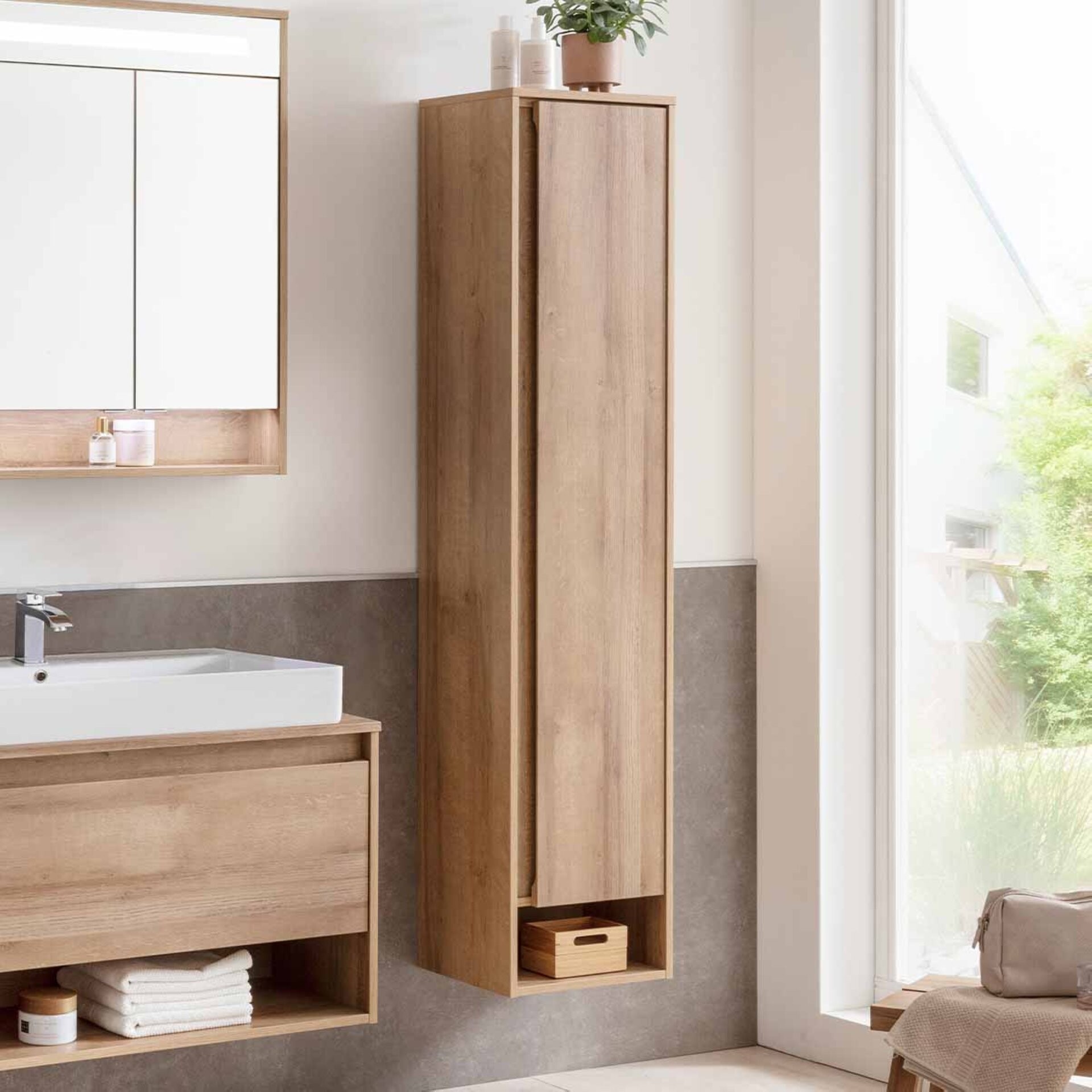 Fackelmann NATURA Hochschrank rechts, 38 cm breit, Braun hell Fackelmann NATURA Hochschrank rechts, 38 cm breit, Braun hell