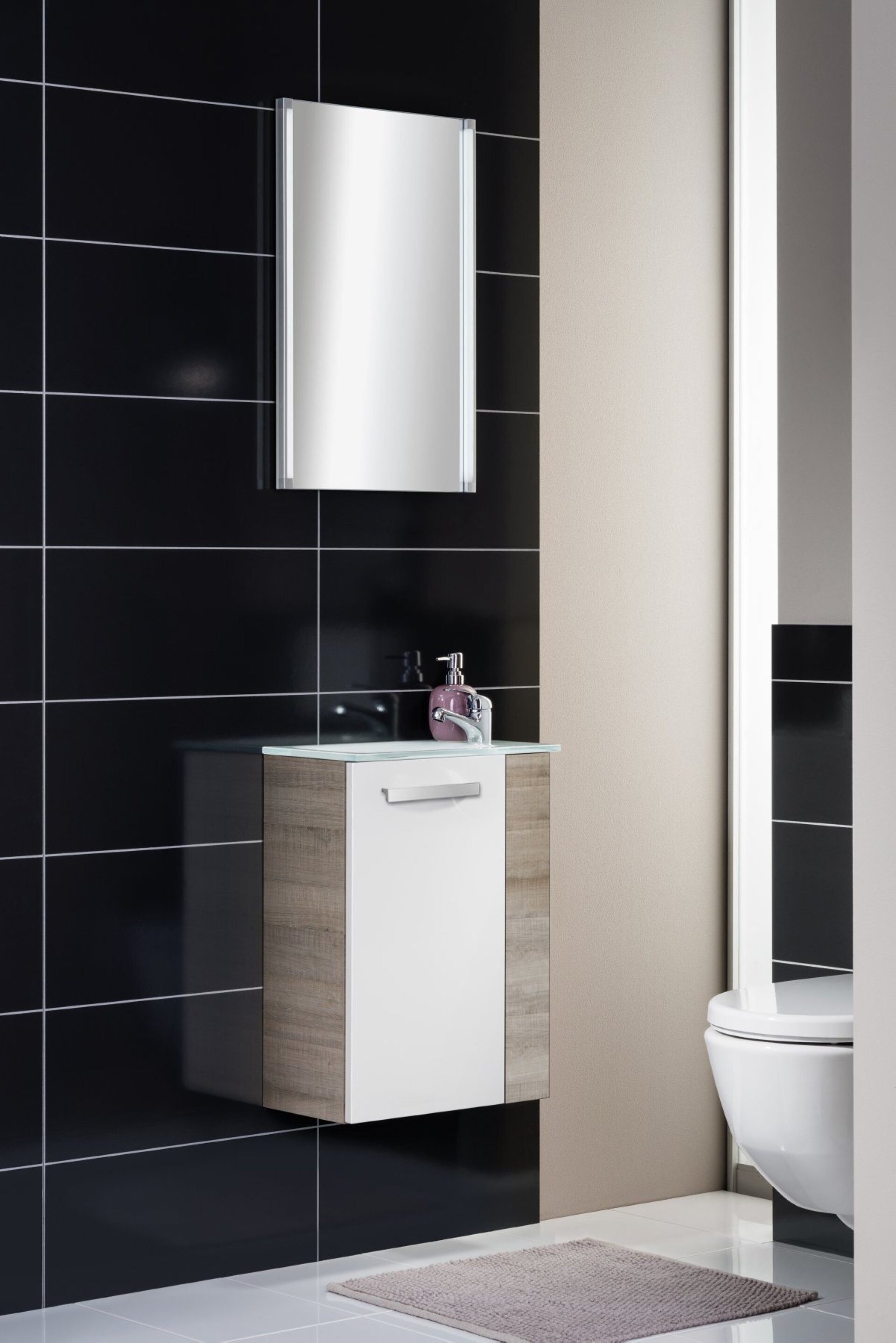 Fackelmann SBC A-VERO Gäste WC Set 2-teilig 45 cm, Braun hell/Weiß, links, Glas Weiß Fackelmann SBC A-VERO Gäste WC Set 2-teilig 45 cm, Braun hell/Weiß, links, Glas Weiß