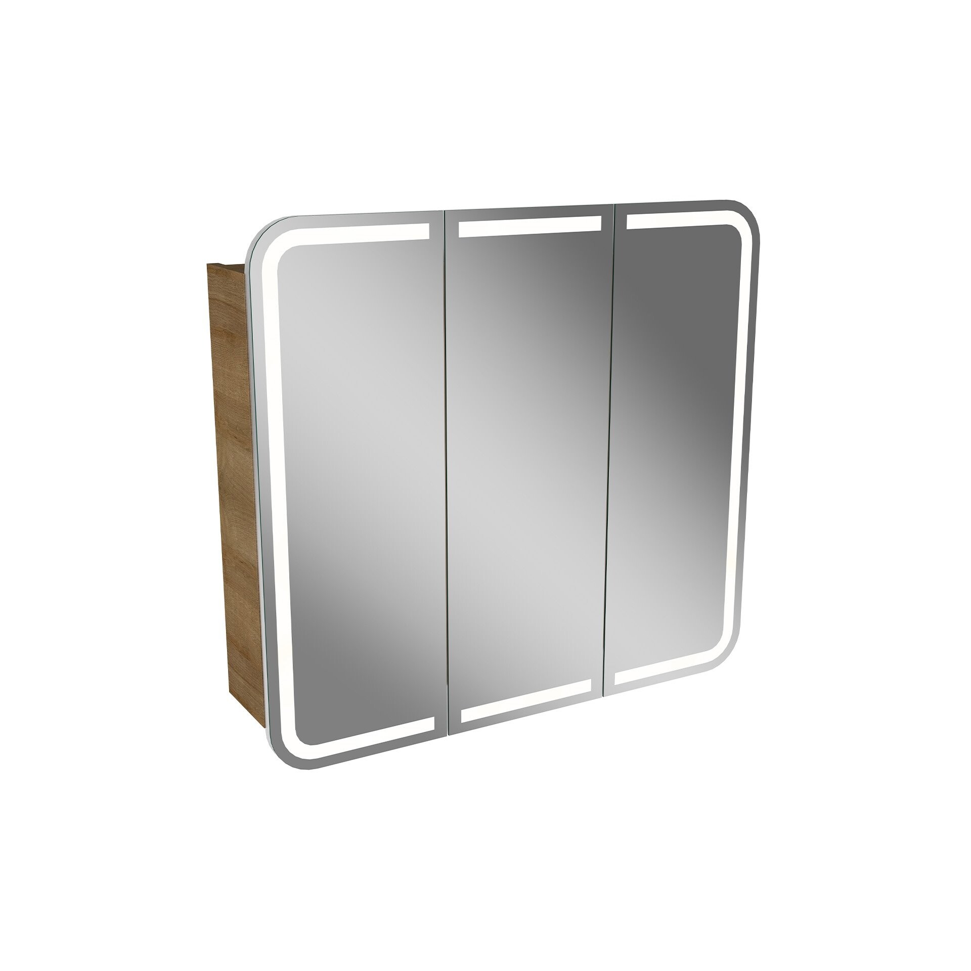 Lanzet M9 Spiegelschrank 80 cm mit umlaufender LED-Beleuchtung, Hellbraun